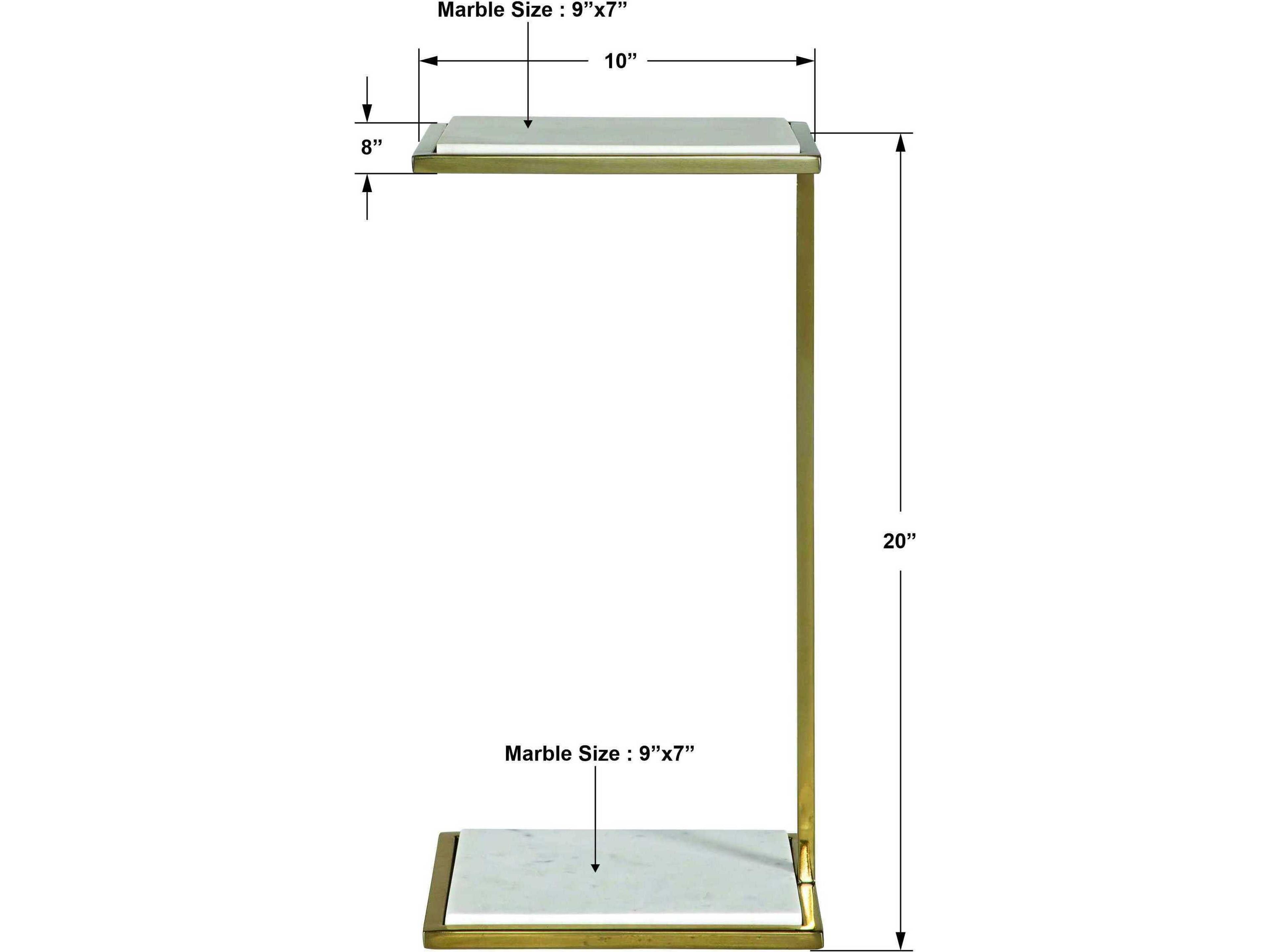 Uttermost Elevate Rectangular Marble White Brushed Brass End Table