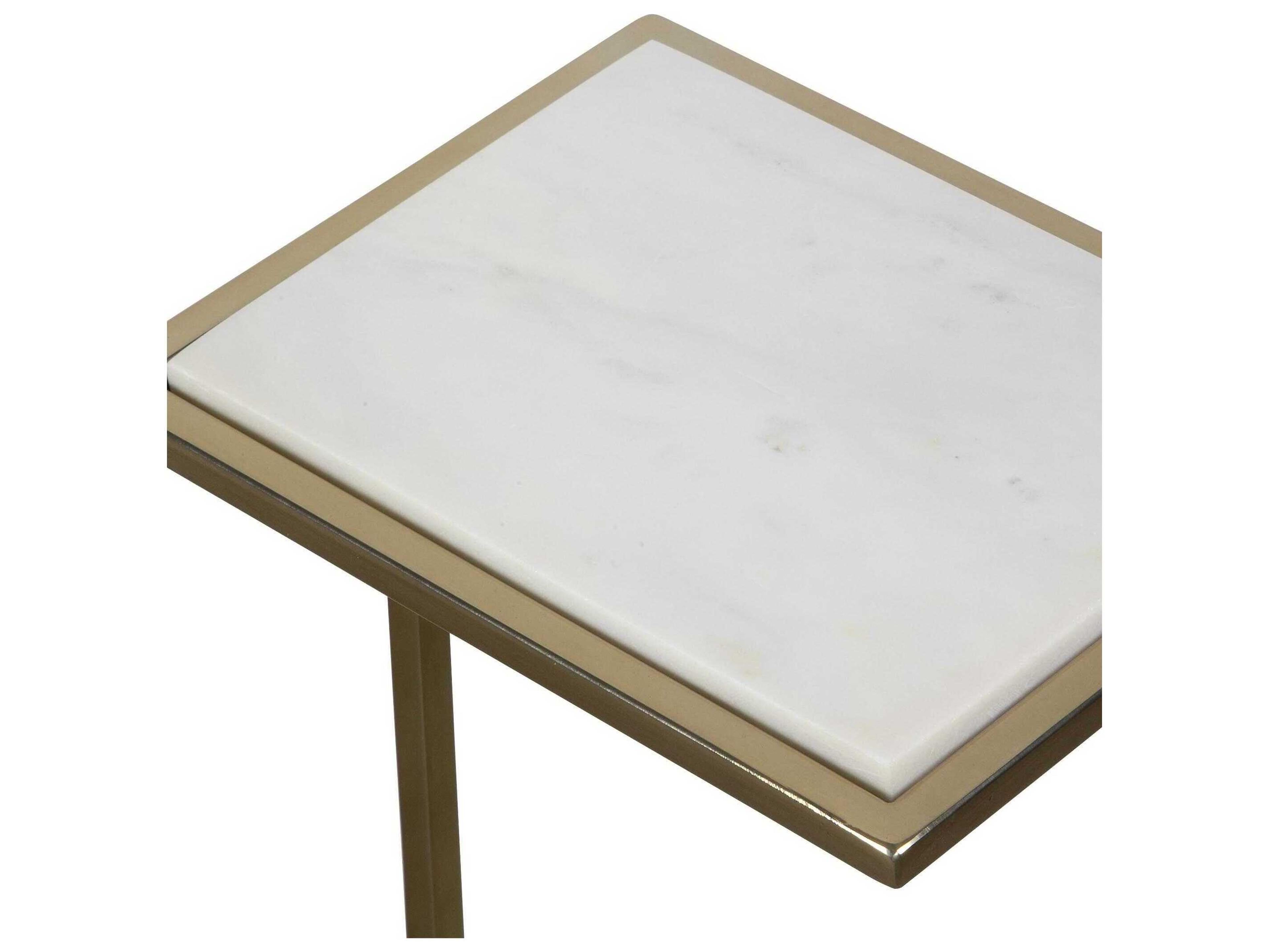 Uttermost Elevate Rectangular Marble White Brushed Brass End Table