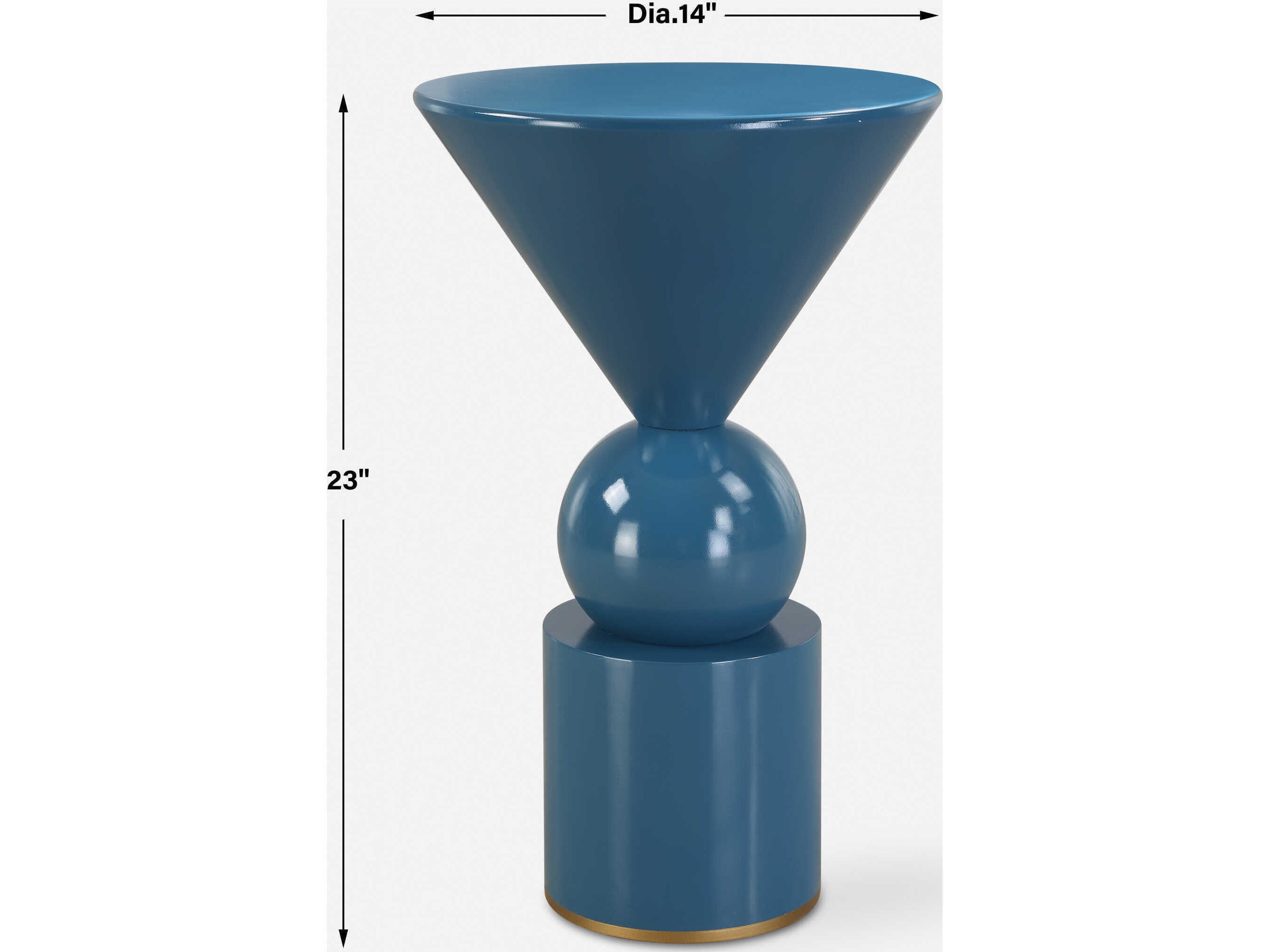 Uttermost Trig Round Metal Blue End Table