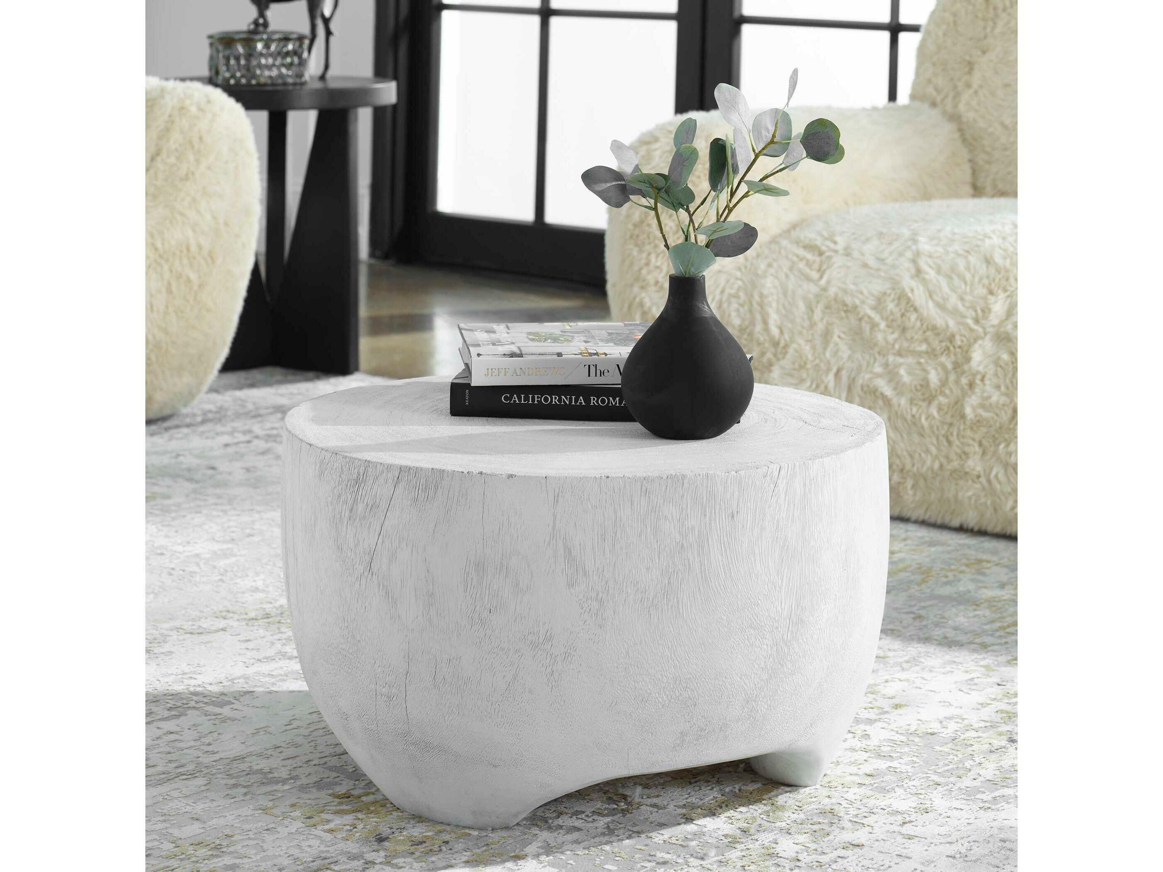 Uttermost Elevate Round Wood Matte White Coffee Table