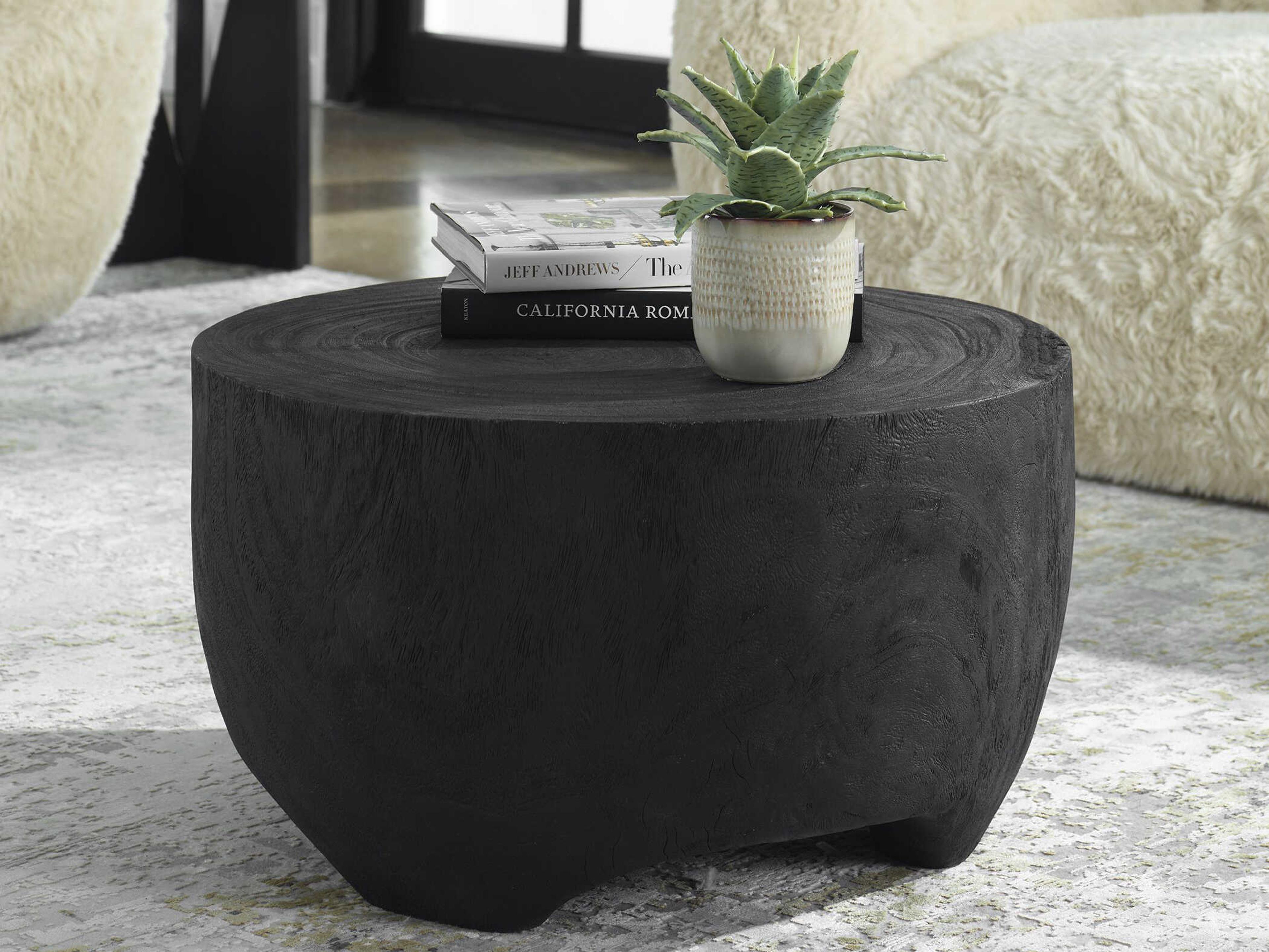 Uttermost Elevate Round Wood Black Coffee Table
