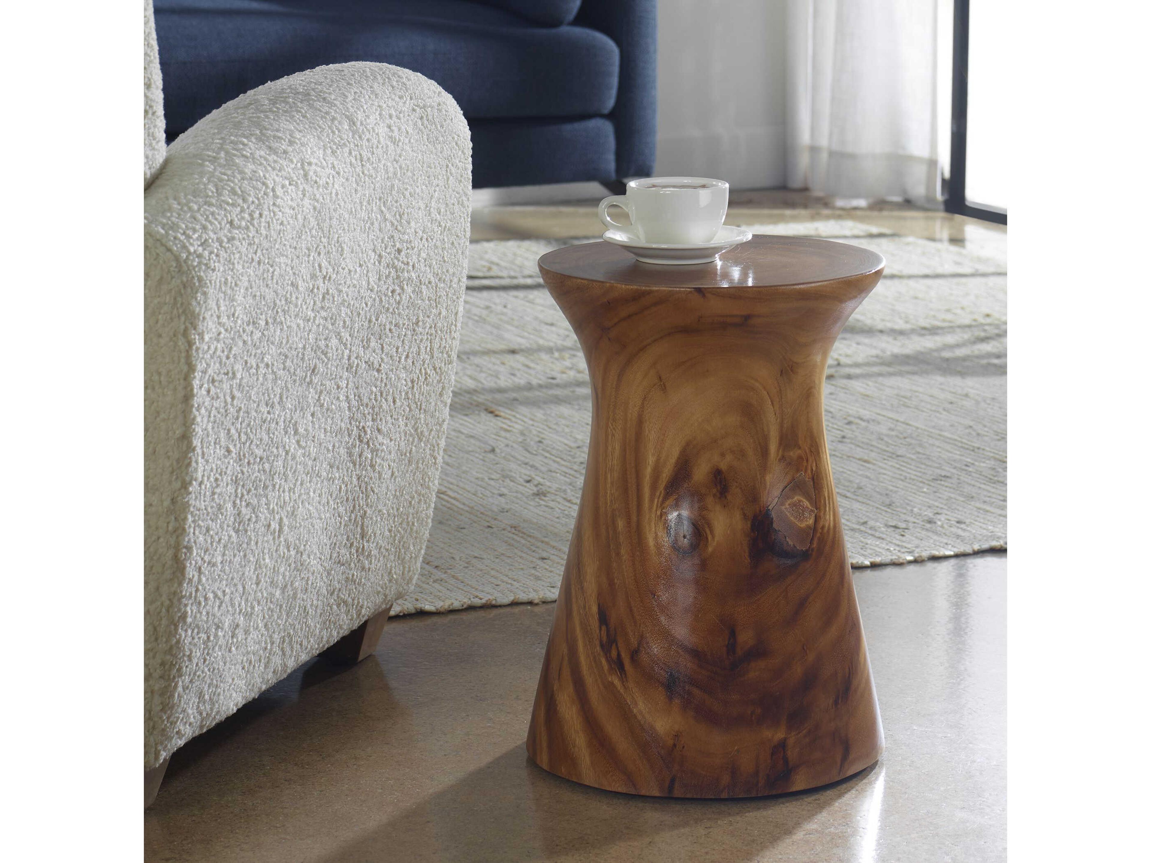 Uttermost Swell Round Wood Natural Honey End Table