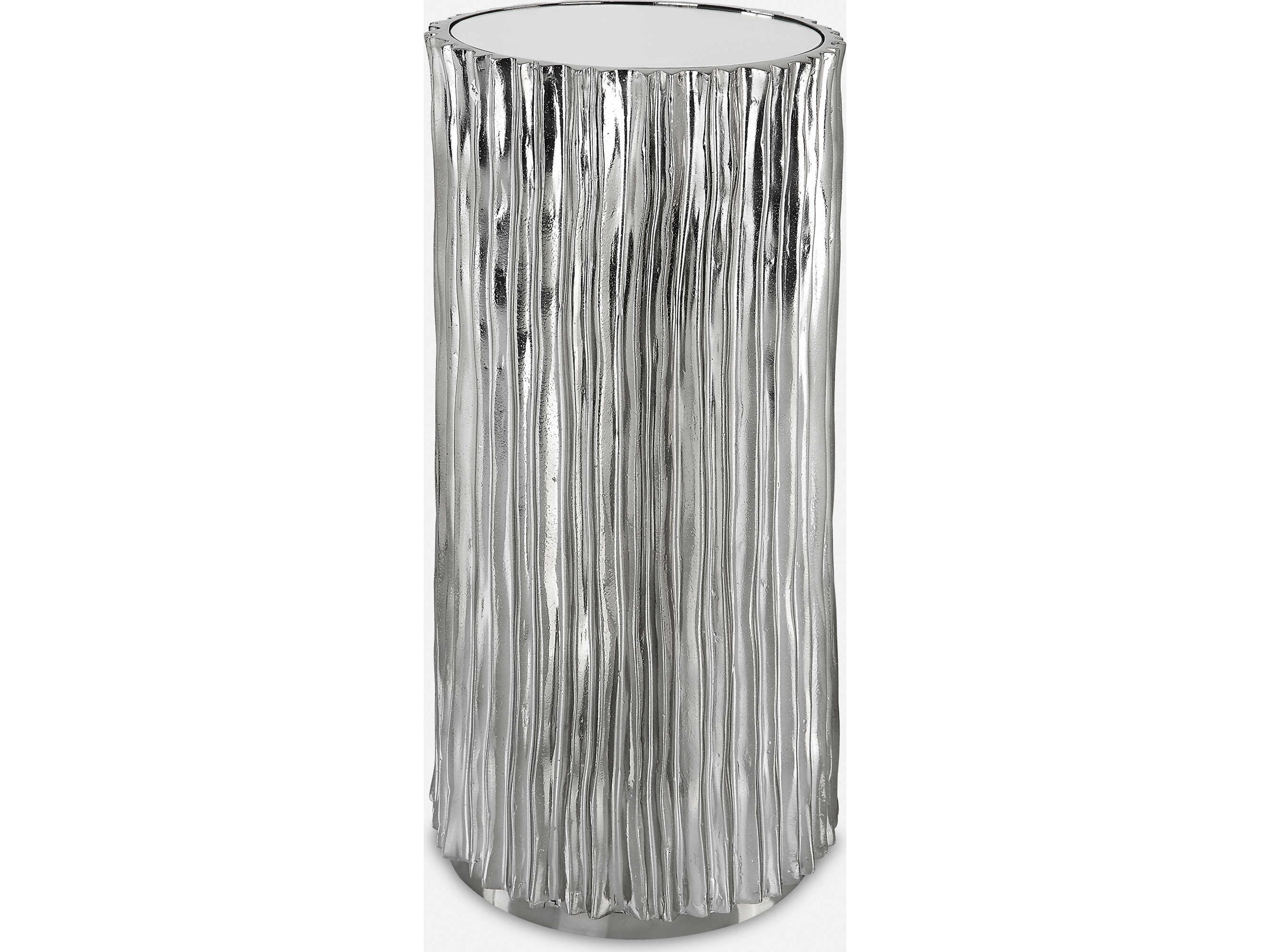 Echo Modern Round Mirror Polished Dark Nickel End Table