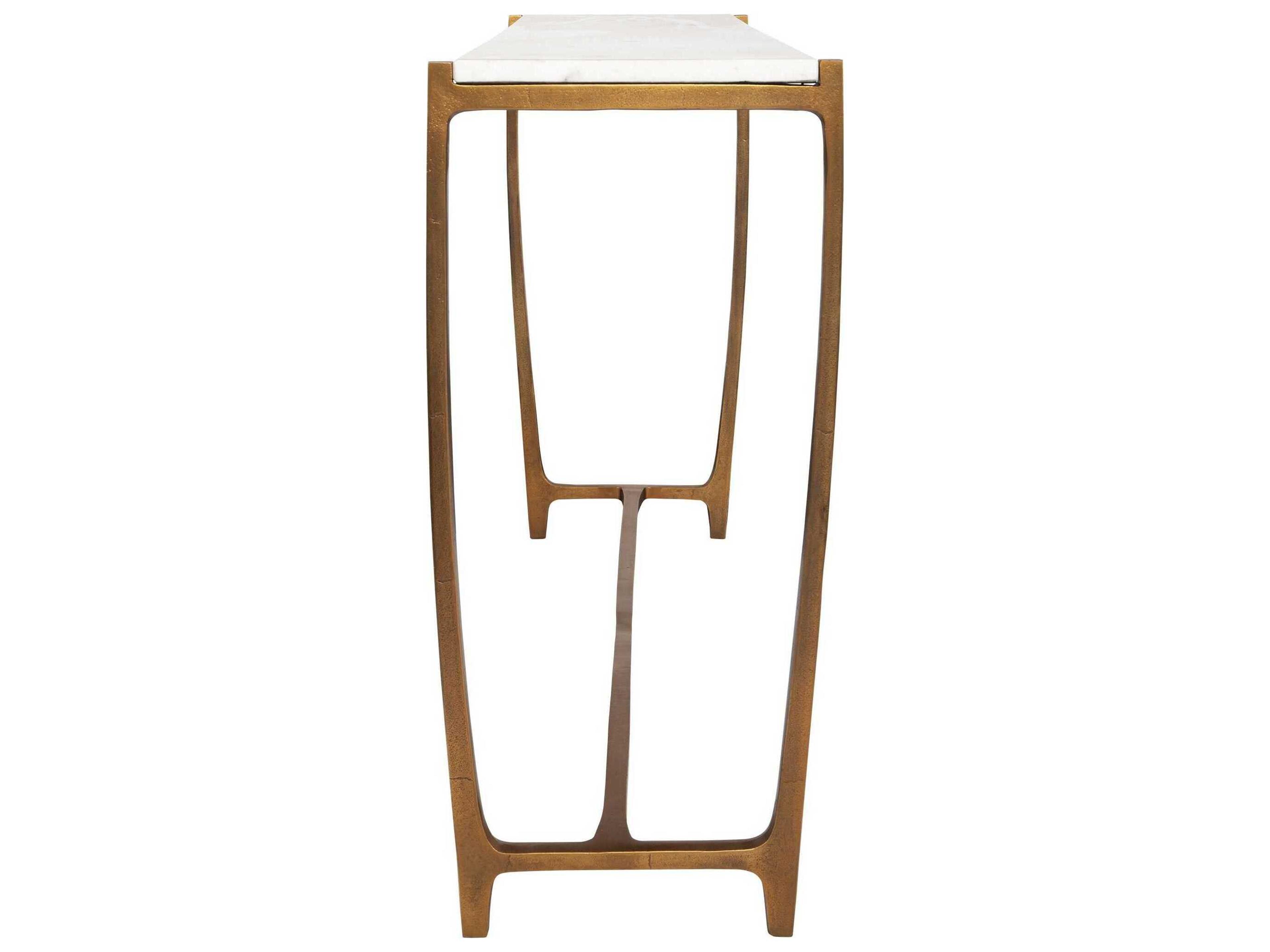 Uttermost Affinity Rectangular Marble Antique Gold Console Table