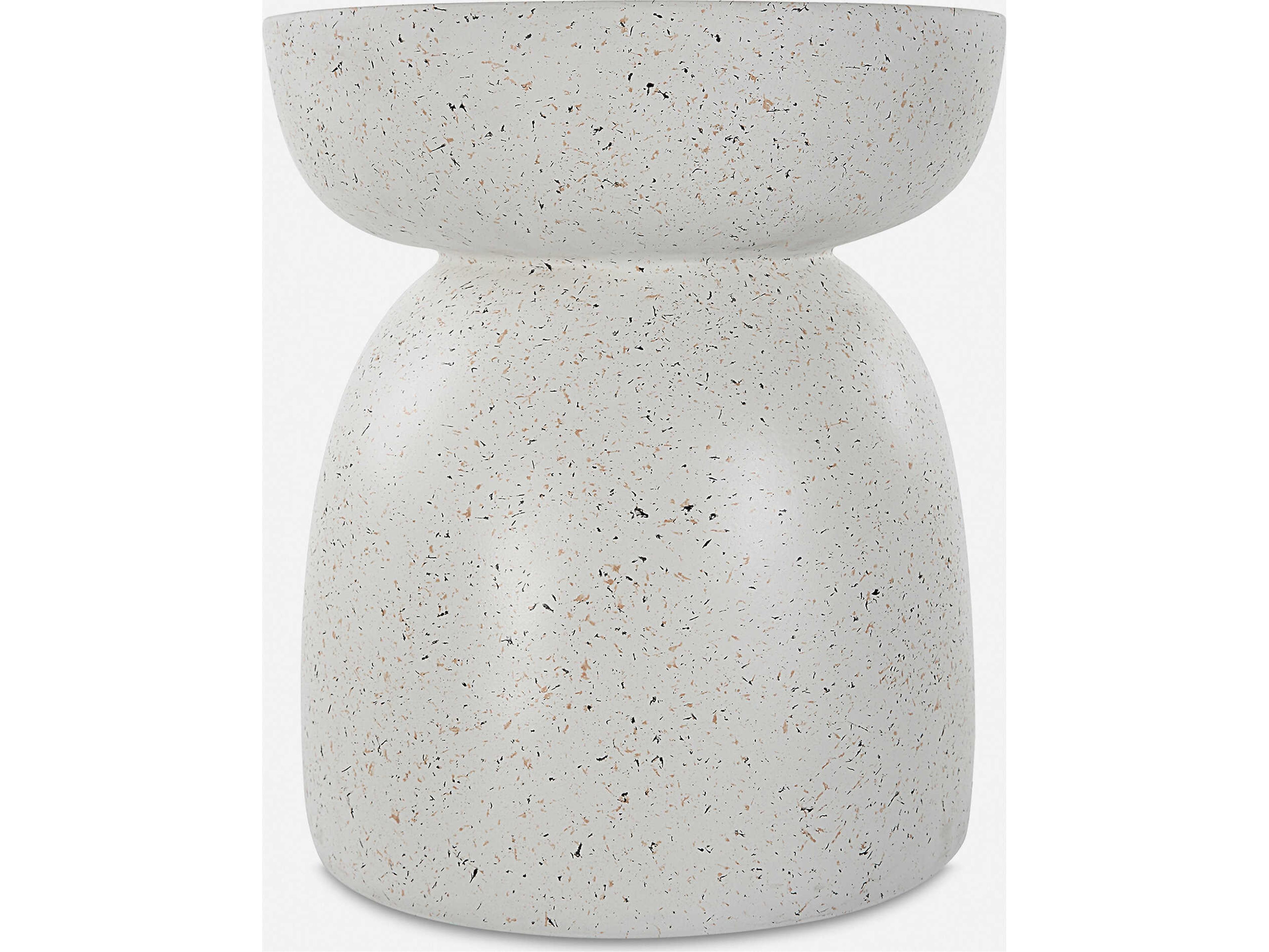 Inhale Round Resin Matte White End Table