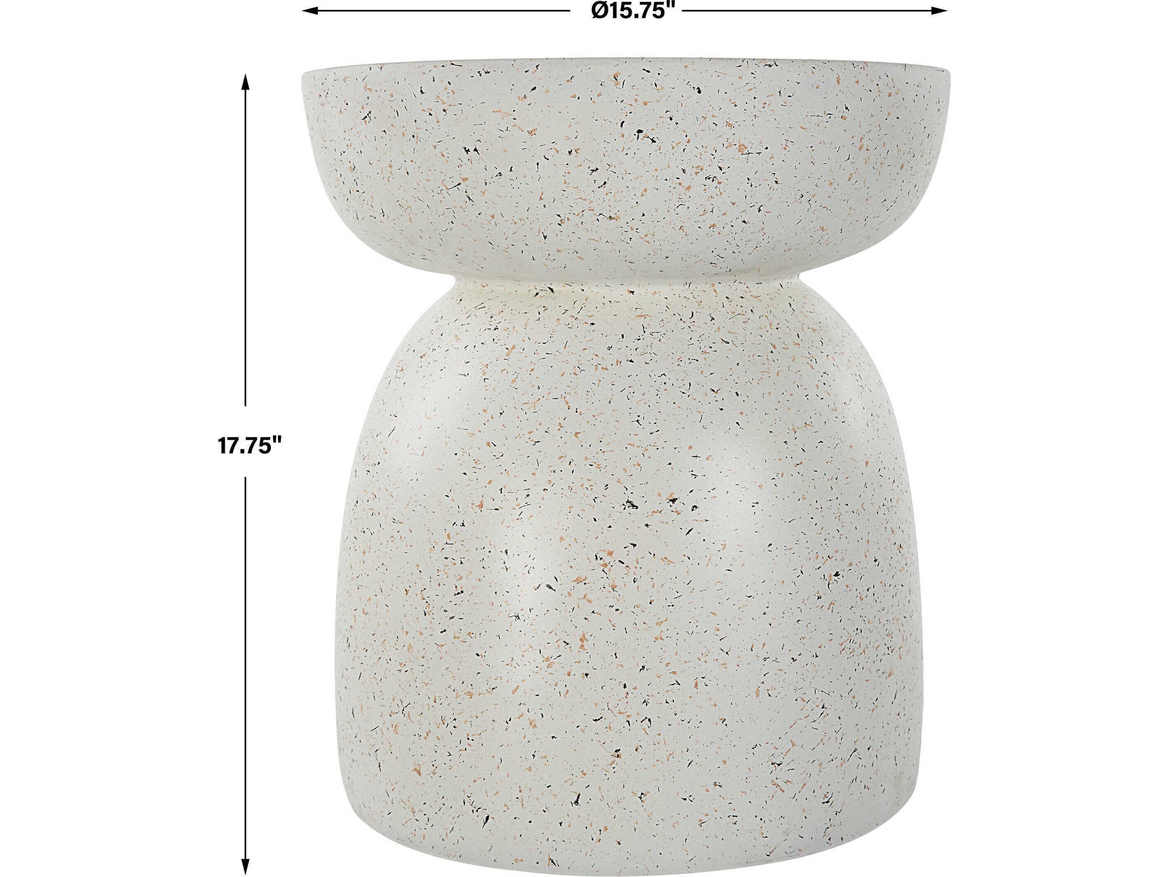 Uttermost Inhale Round Resin Matte White End Table