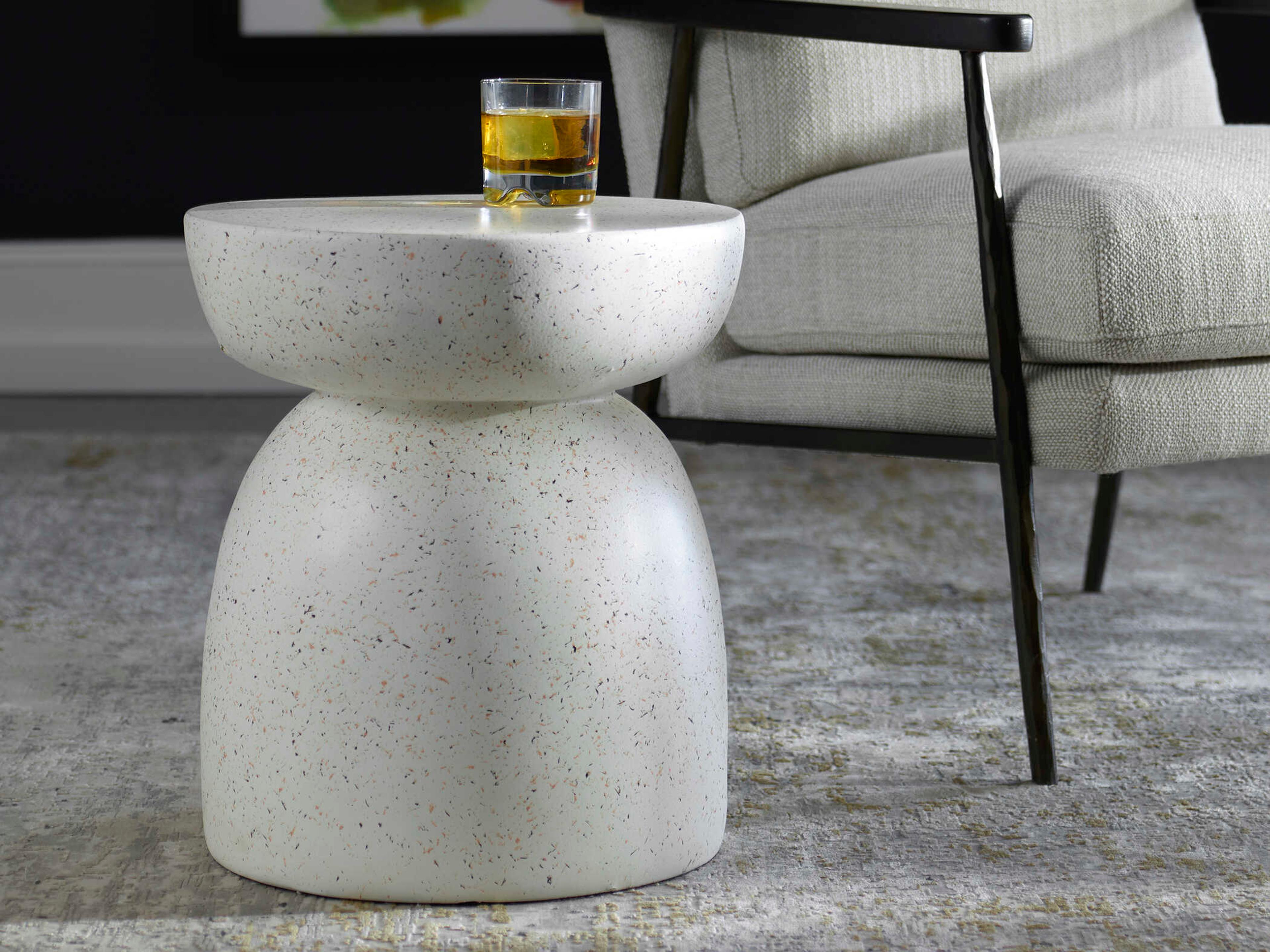Uttermost Inhale Round Resin Matte White End Table