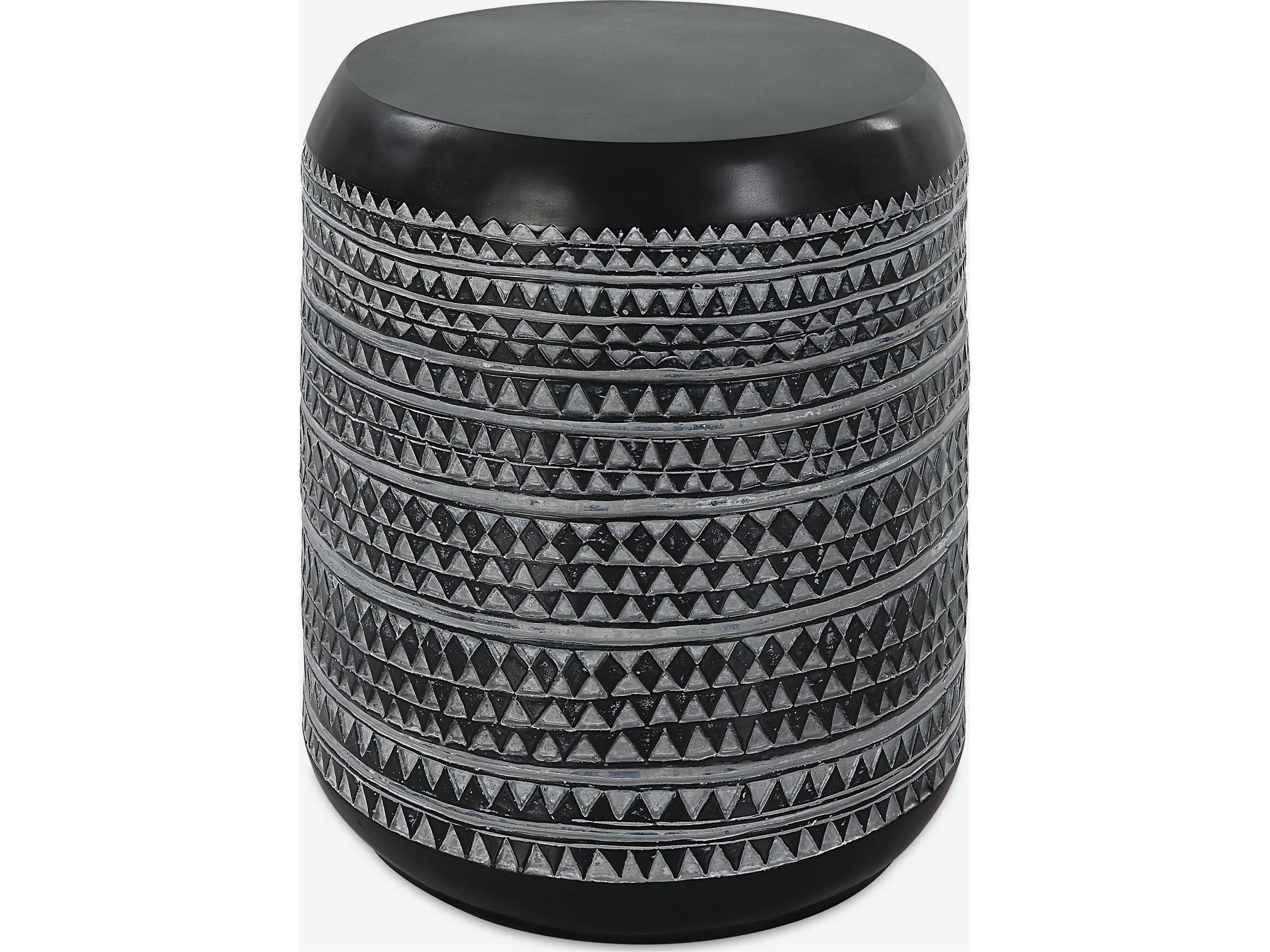 Uttermost Cutting Edge Tribal Round Resin Chalk Black End Table