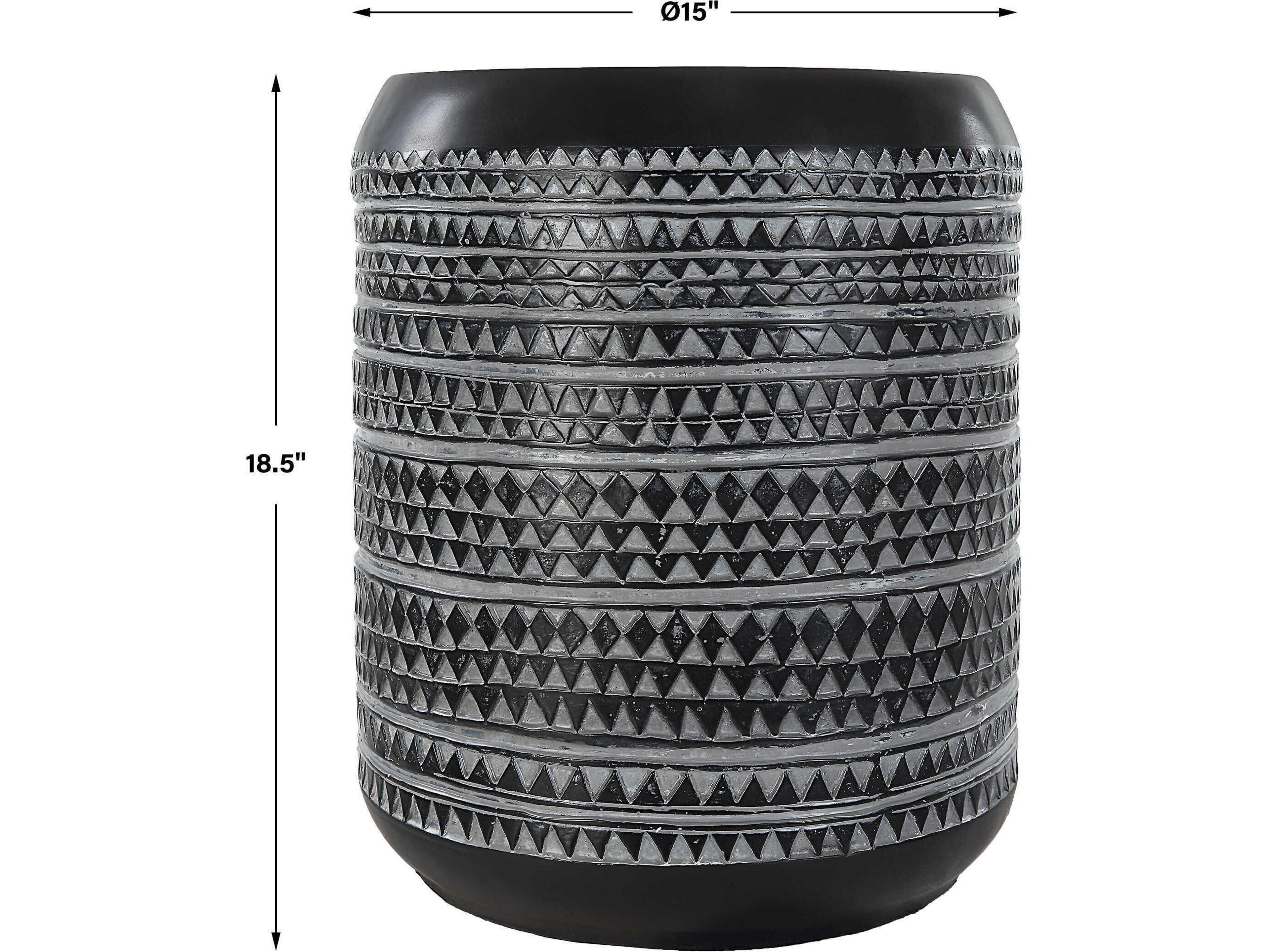 Uttermost Cutting Edge Tribal Round Resin Chalk Black End Table