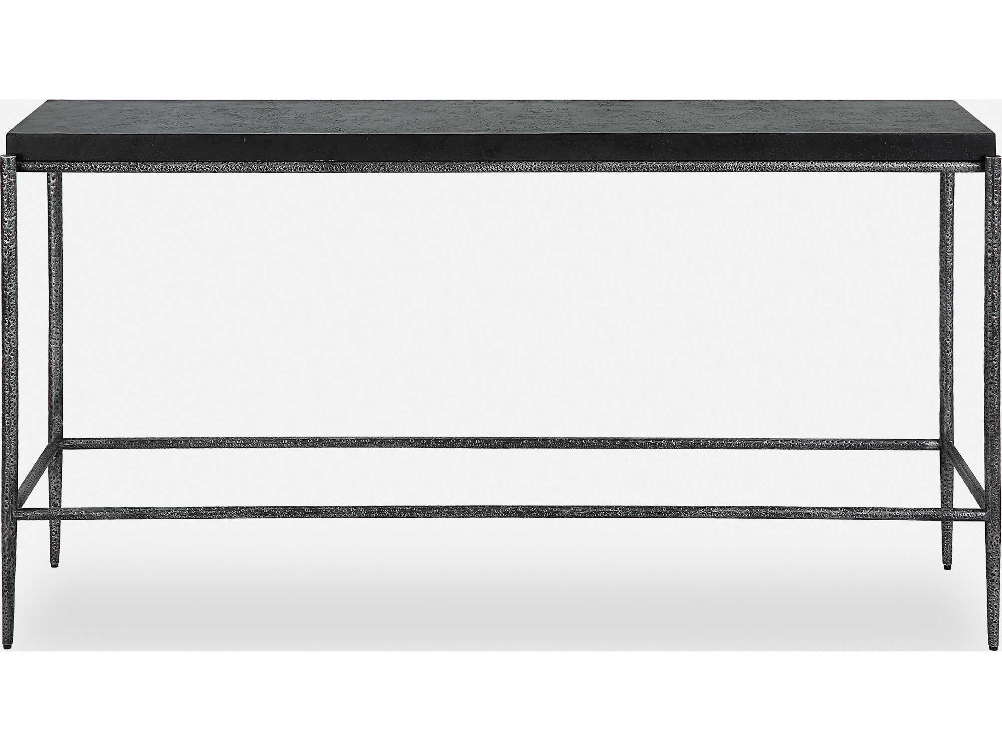 Crescendo Rectangular Concrete Dark Silver Console Table