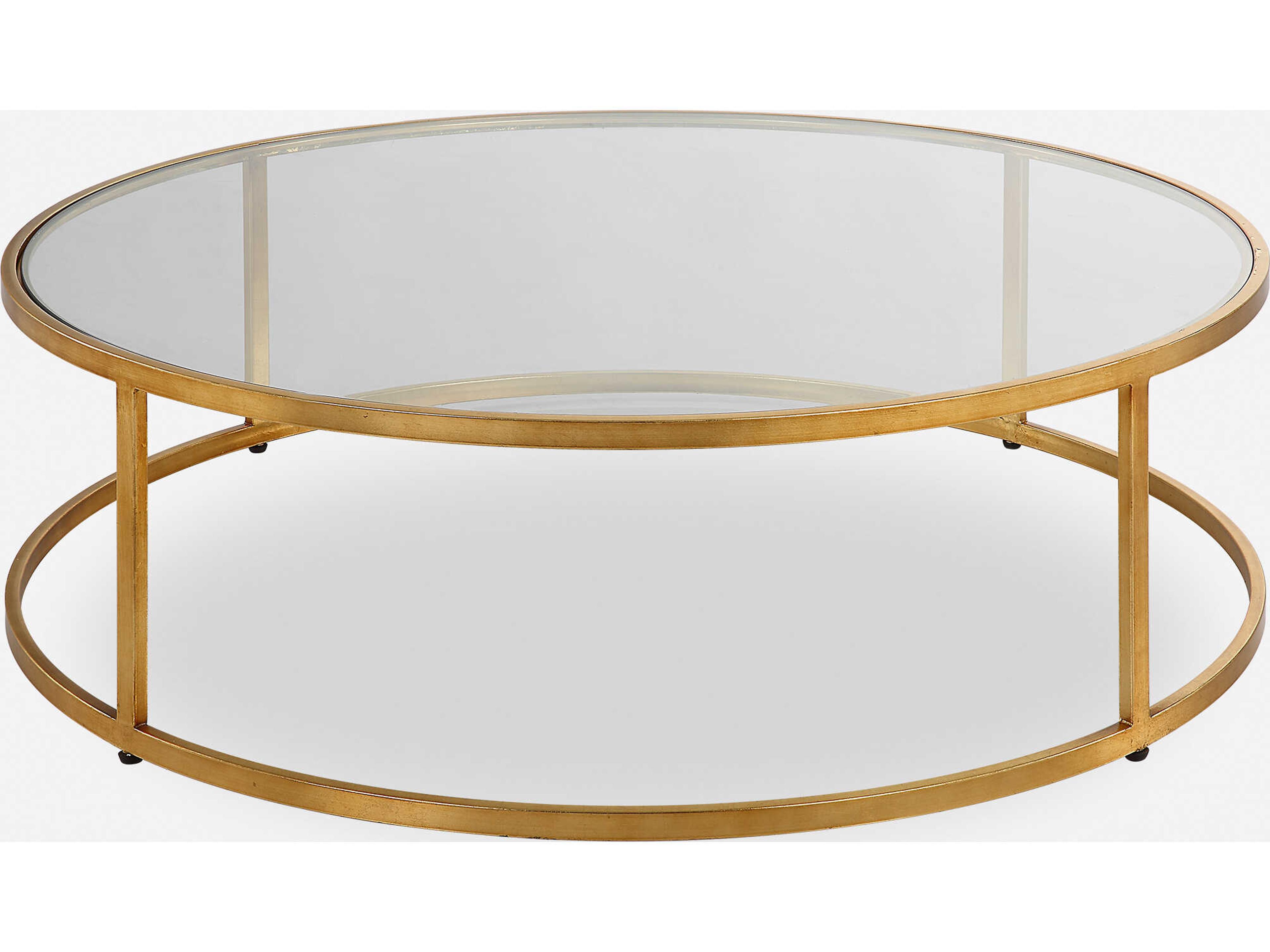 Radius Round Glass Antique Gold Coffee Table