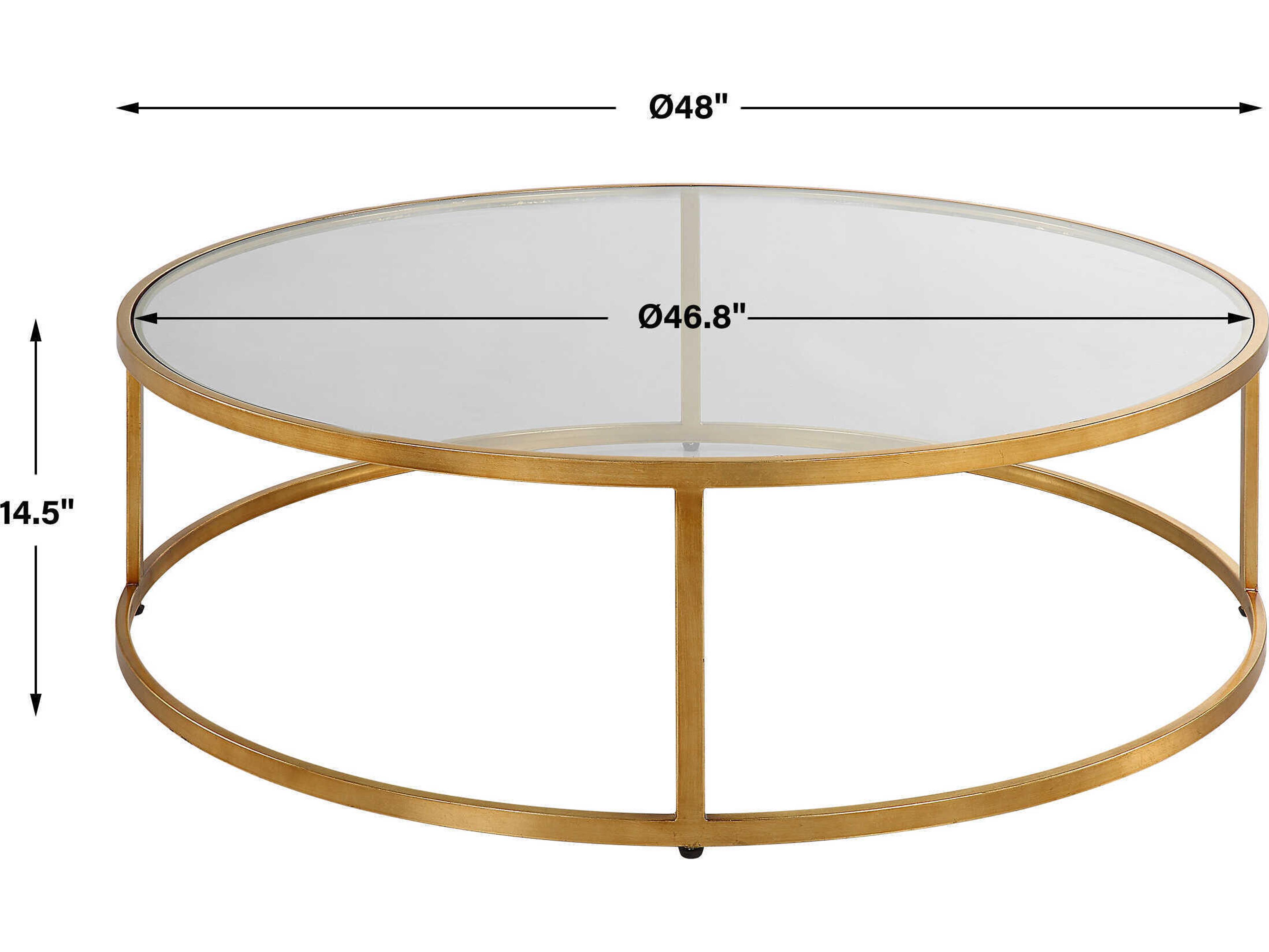Uttermost Radius Round Glass Antique Gold Coffee Table