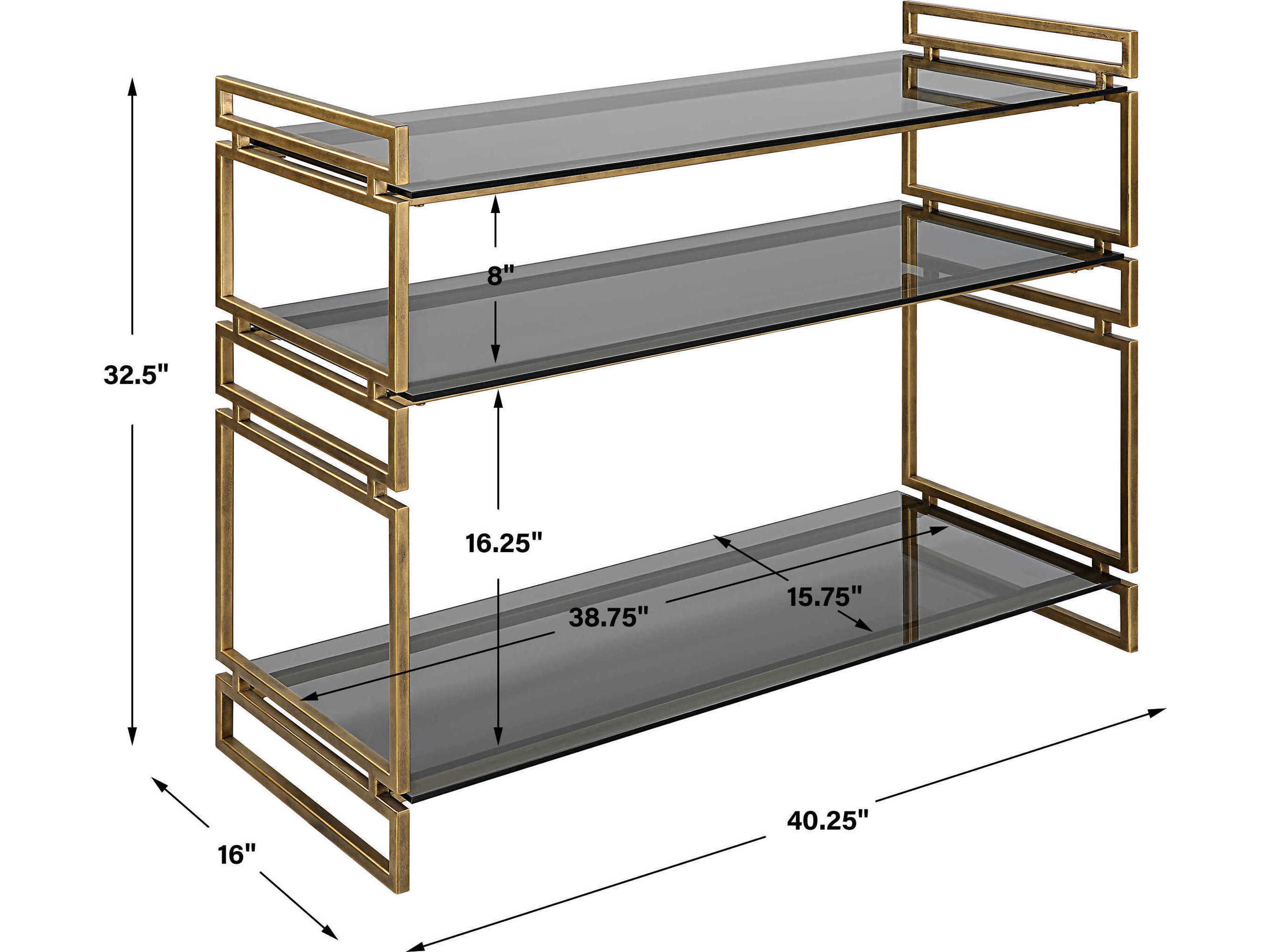 Uttermost Stacked Up Rectangular Glass Antique Gold Console Table