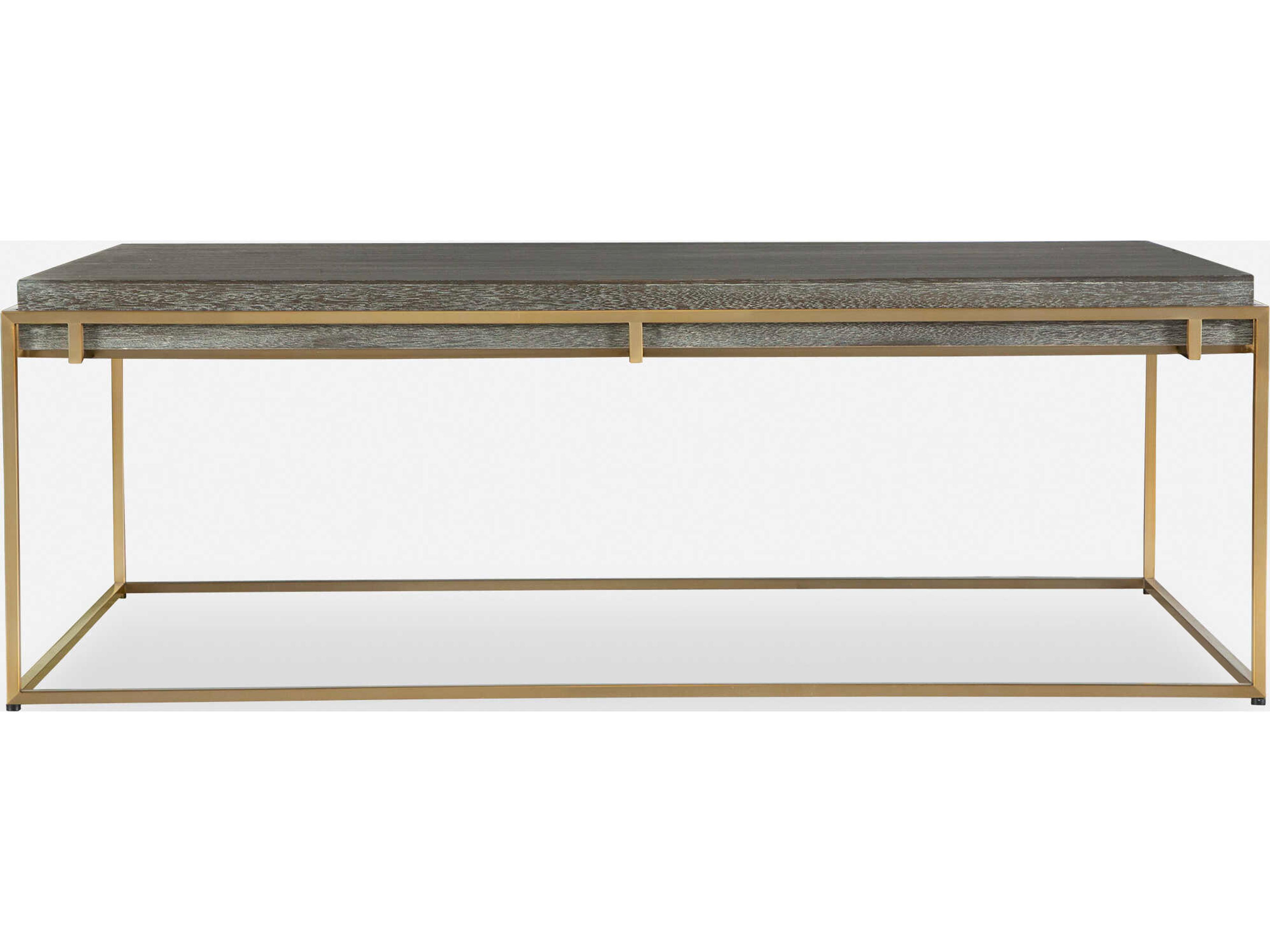 Surround Rectangular Wood Brushed Brass Coffee Table