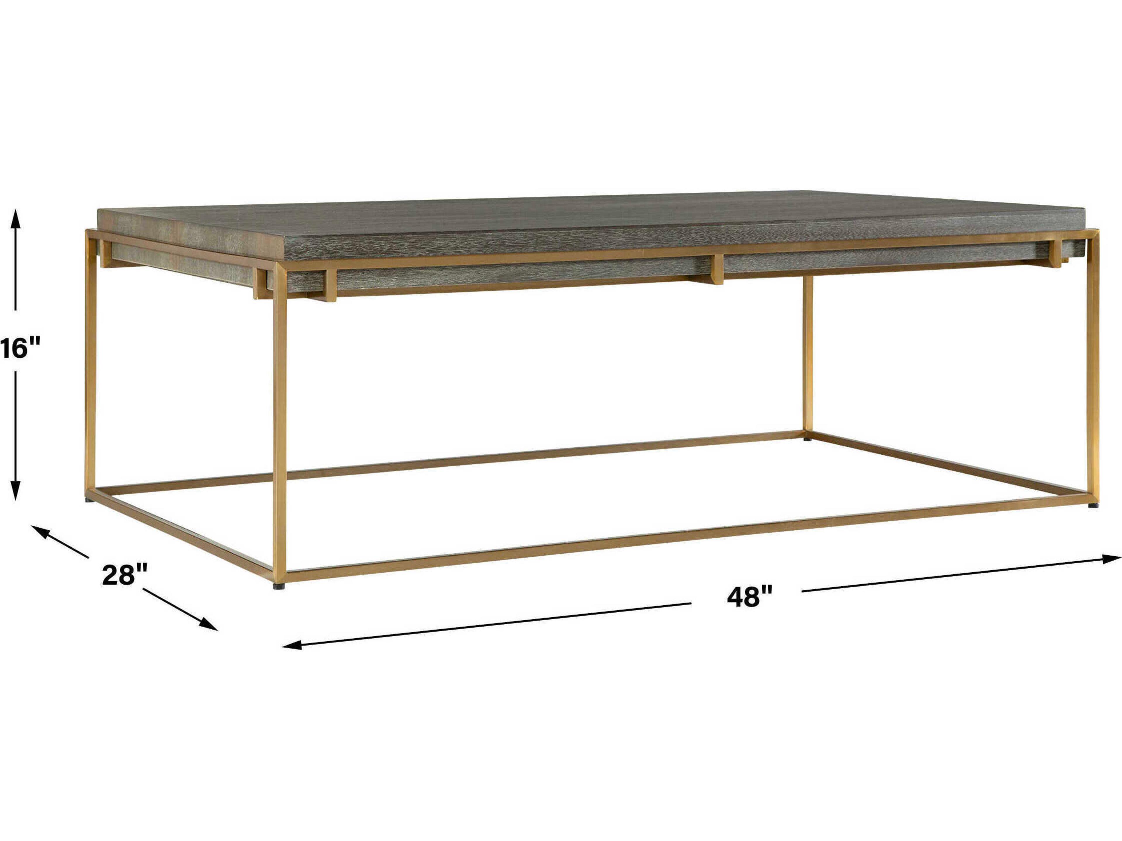 Uttermost Surround Rectangular Wood Brushed Brass Coffee Table