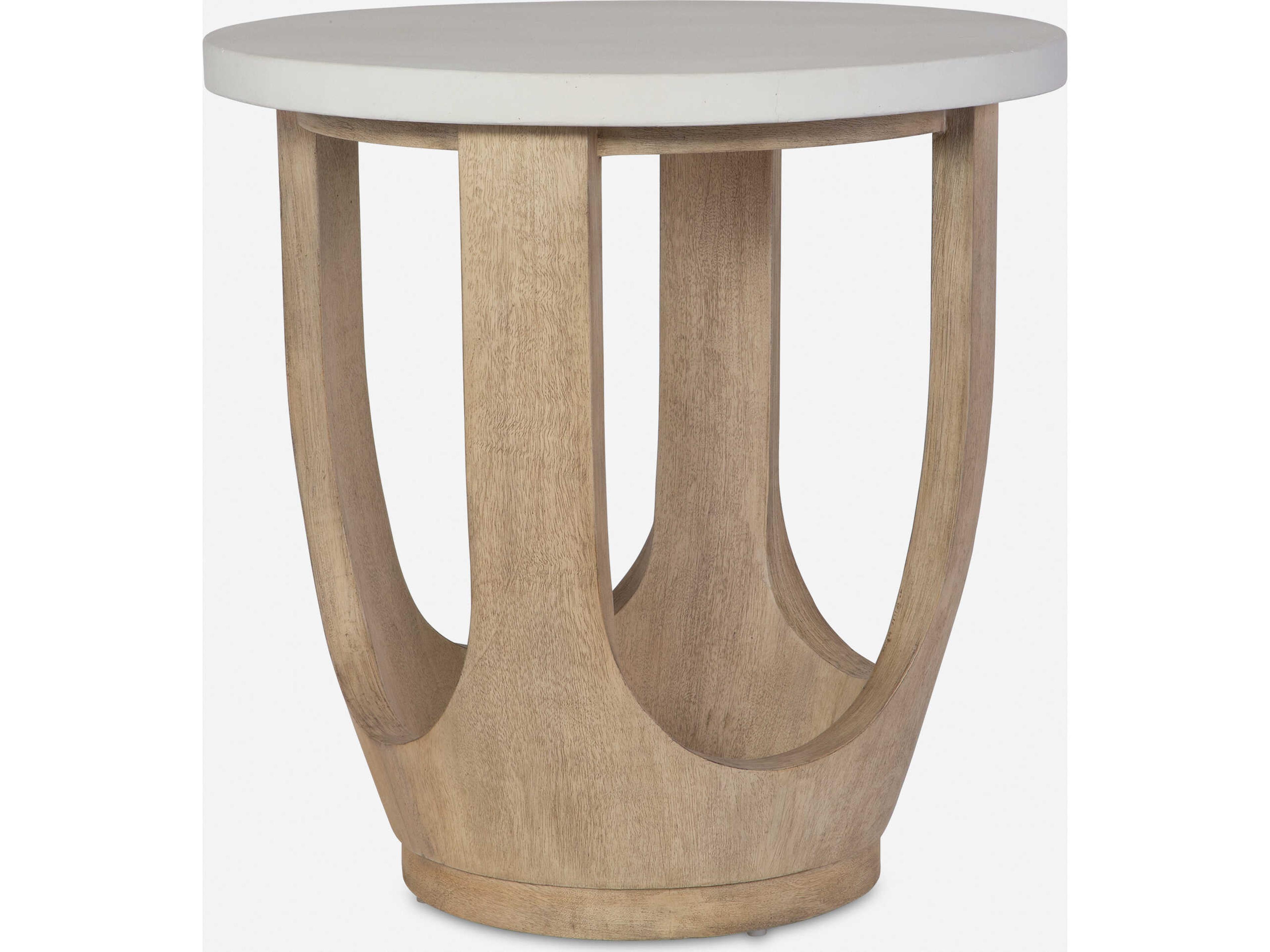 Tatli Round Resin Light Oatmeal End Table