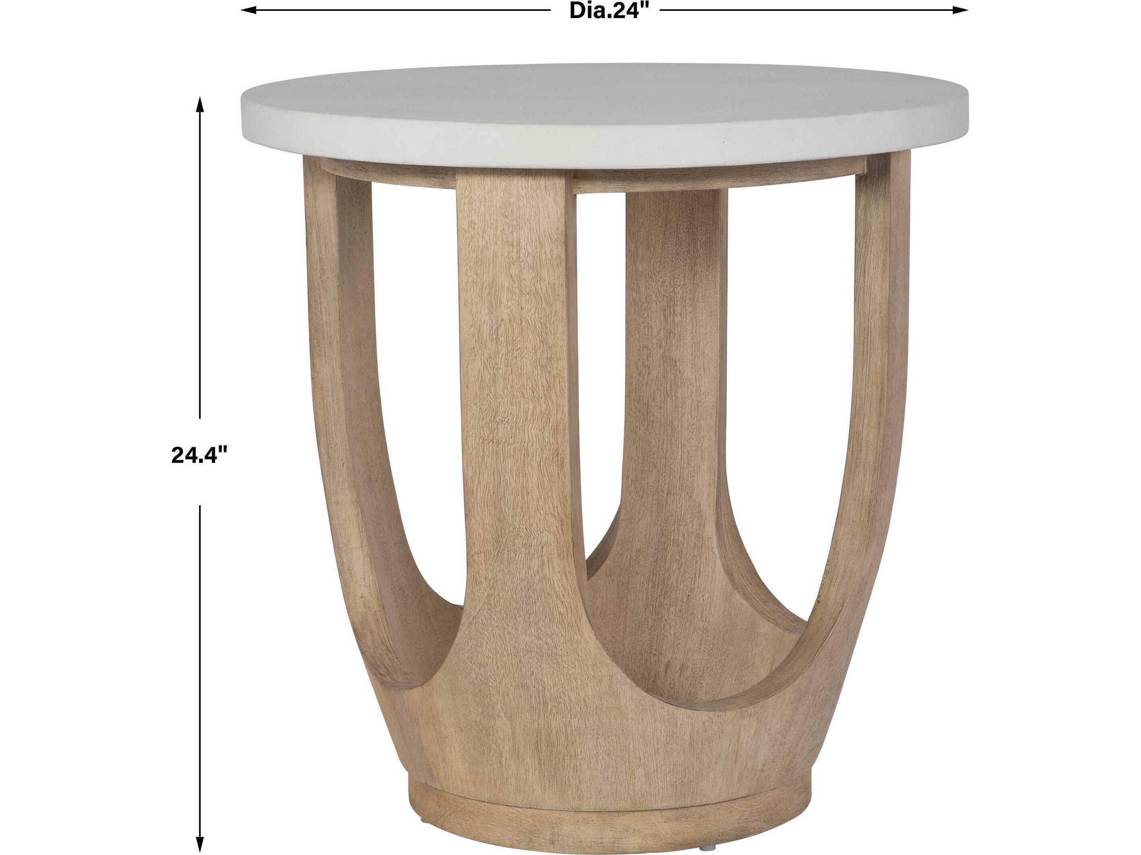 Uttermost Tatli Round Resin Light Oatmeal End Table