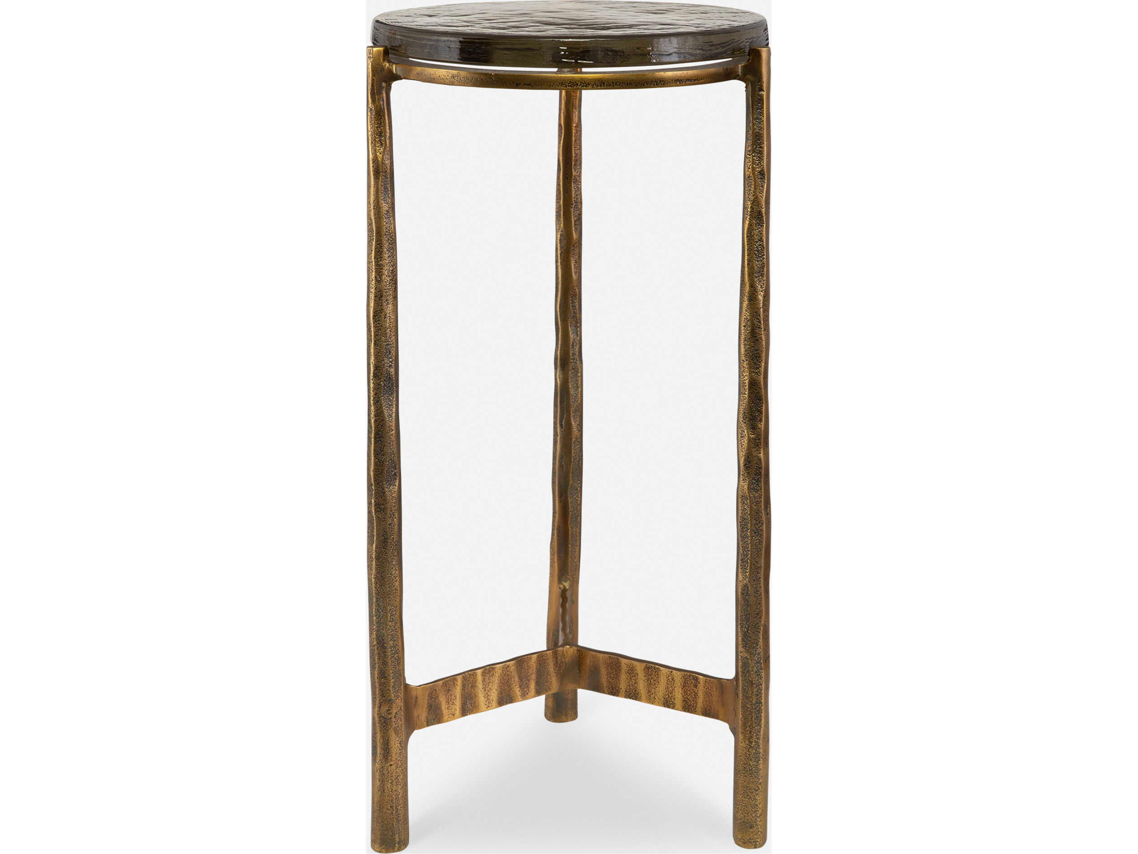 Uttermost Eternity Round Glass Antique Brass End Table