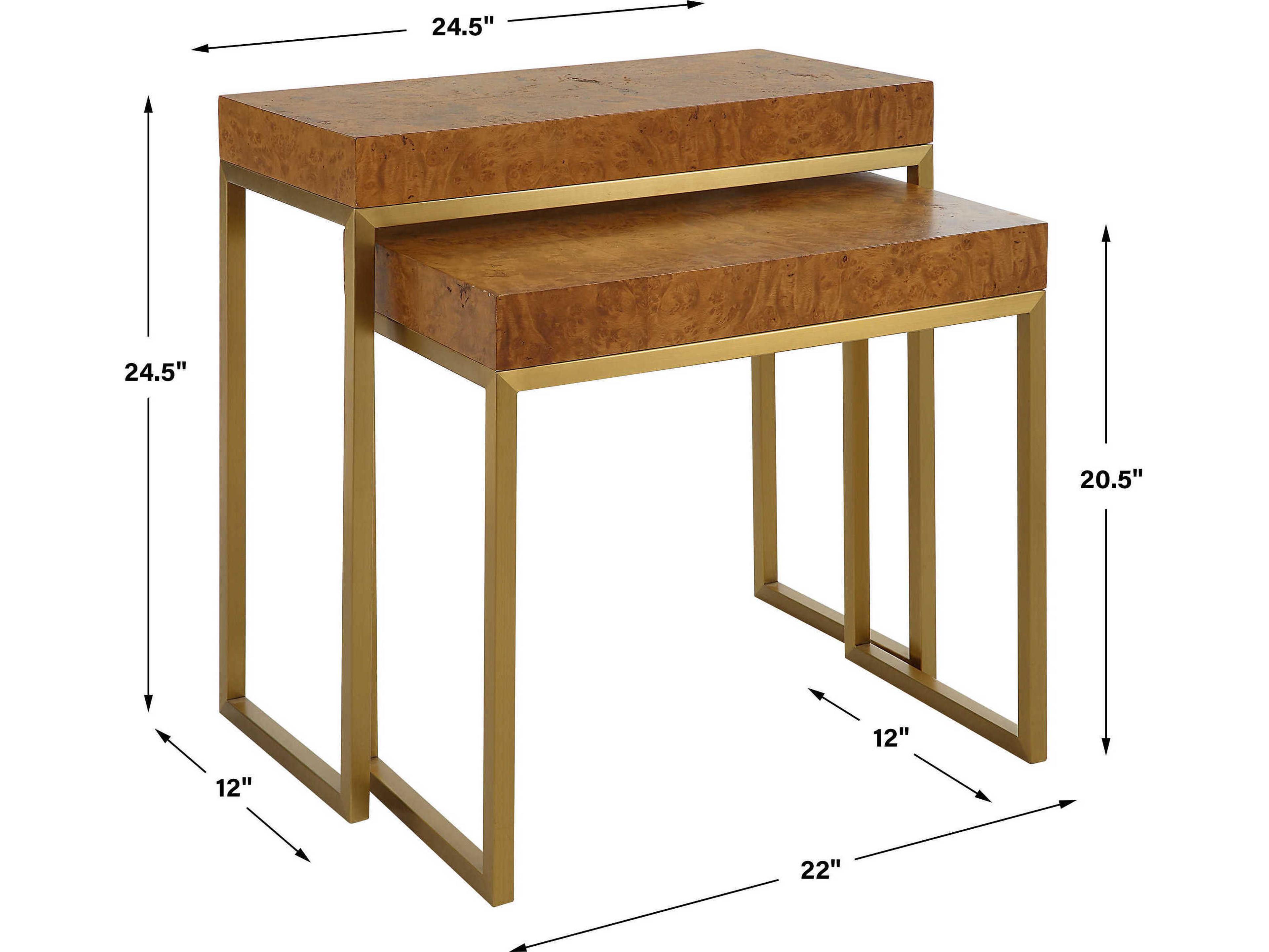 Uttermost Burl-Esque Rectangular Wood Brushed Brass End Table