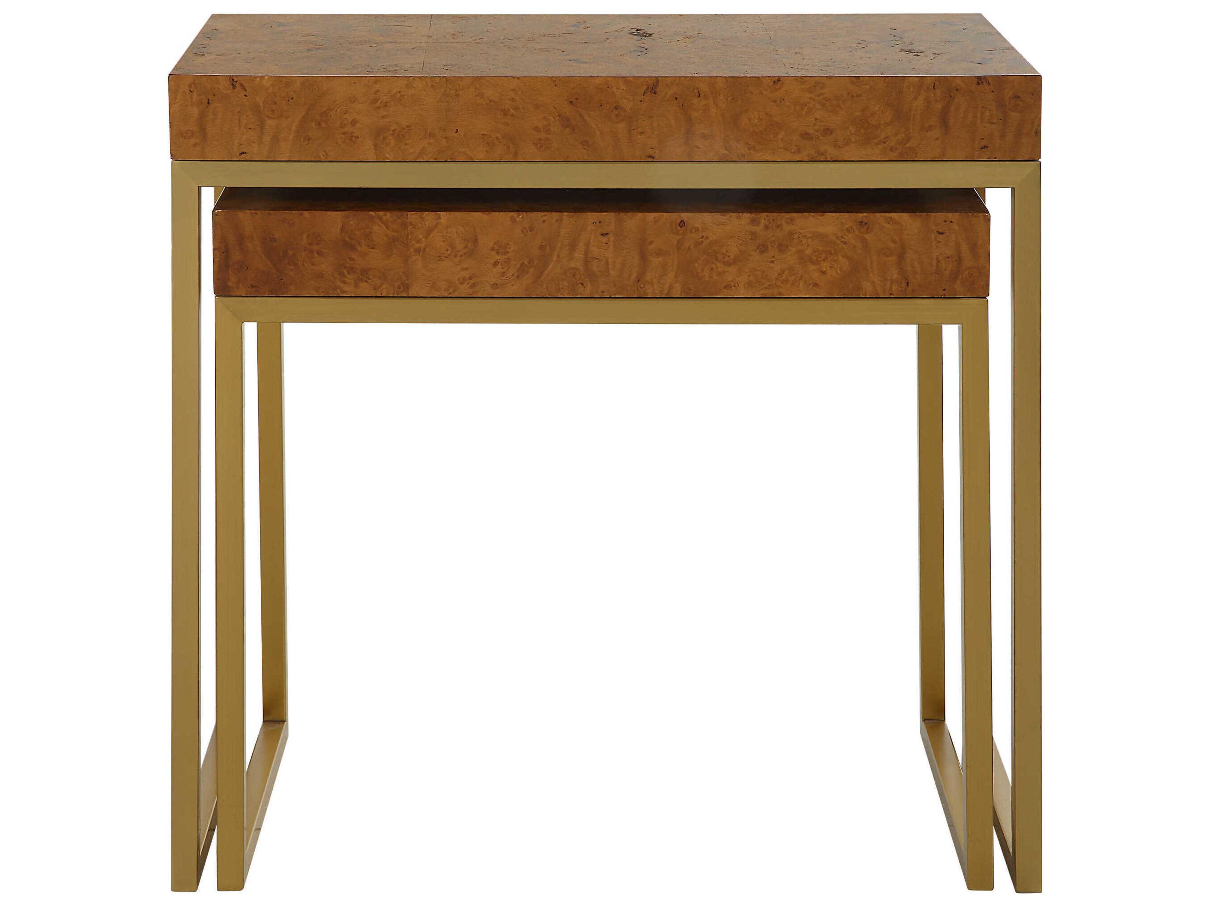 Uttermost Burl-Esque Rectangular Wood Brushed Brass End Table