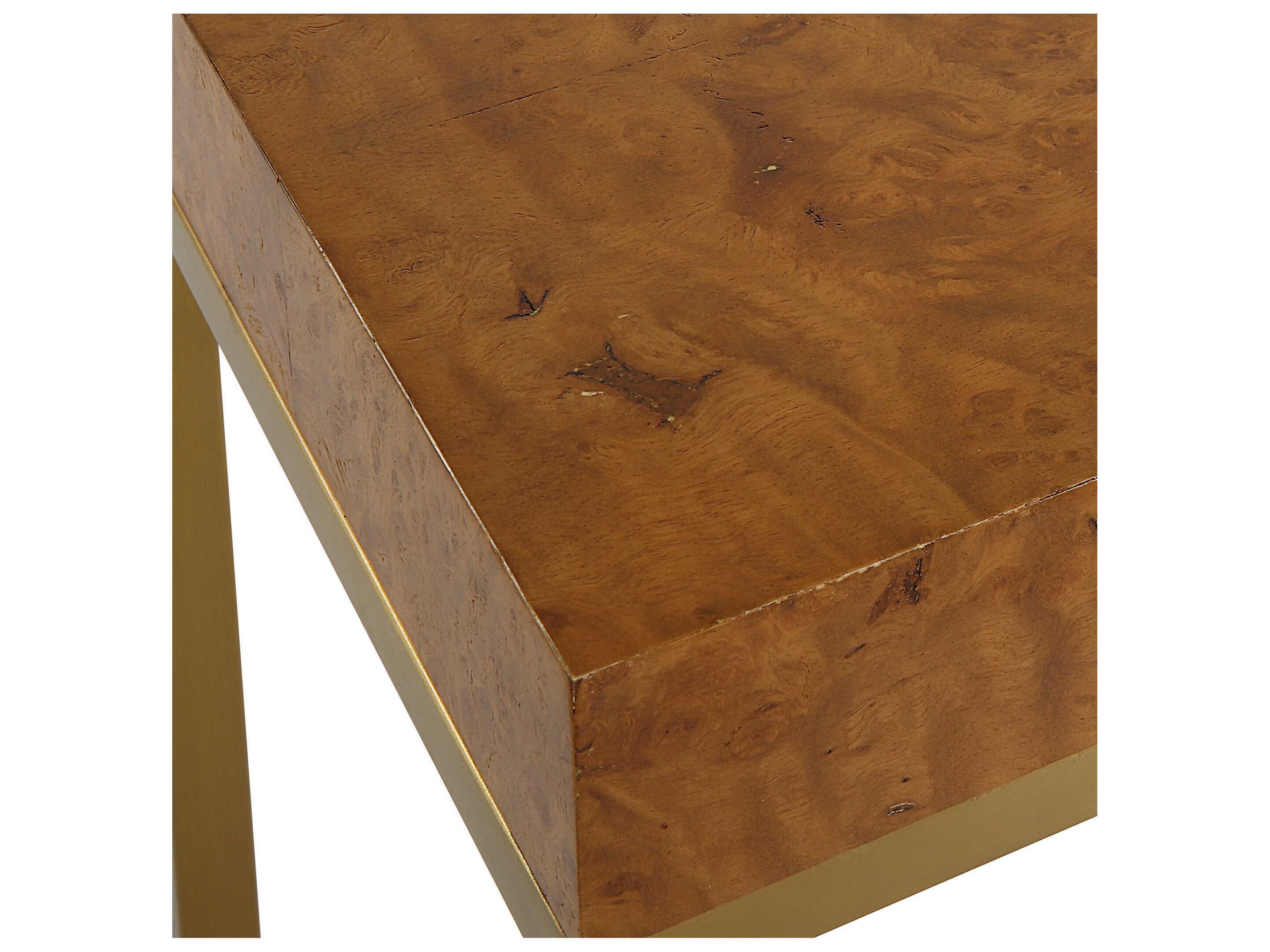 Uttermost Burl-Esque Rectangular Wood Brushed Brass End Table