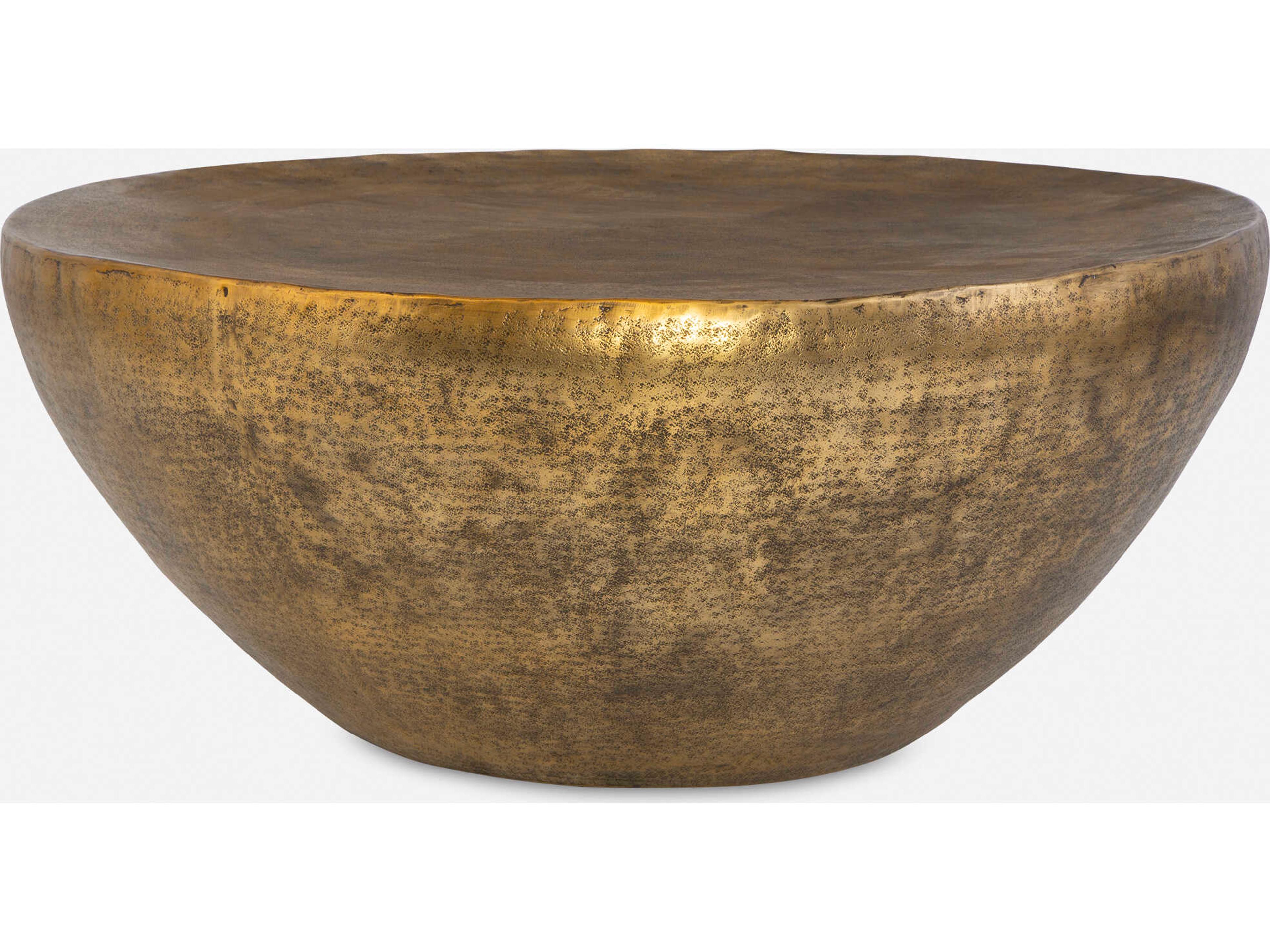 Gilded Dome Round Metal Antique Gold Coffee Table