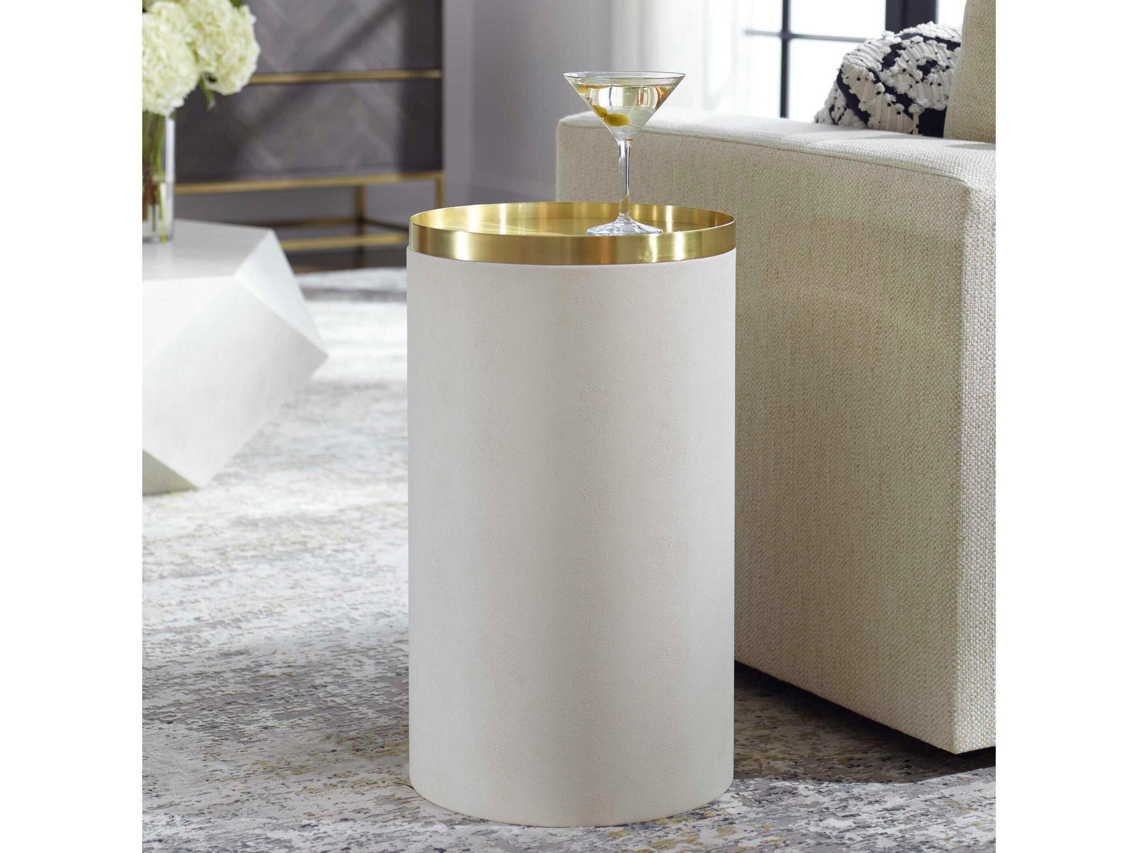 Uttermost Circuit Round Metal Brushed Brass End Table