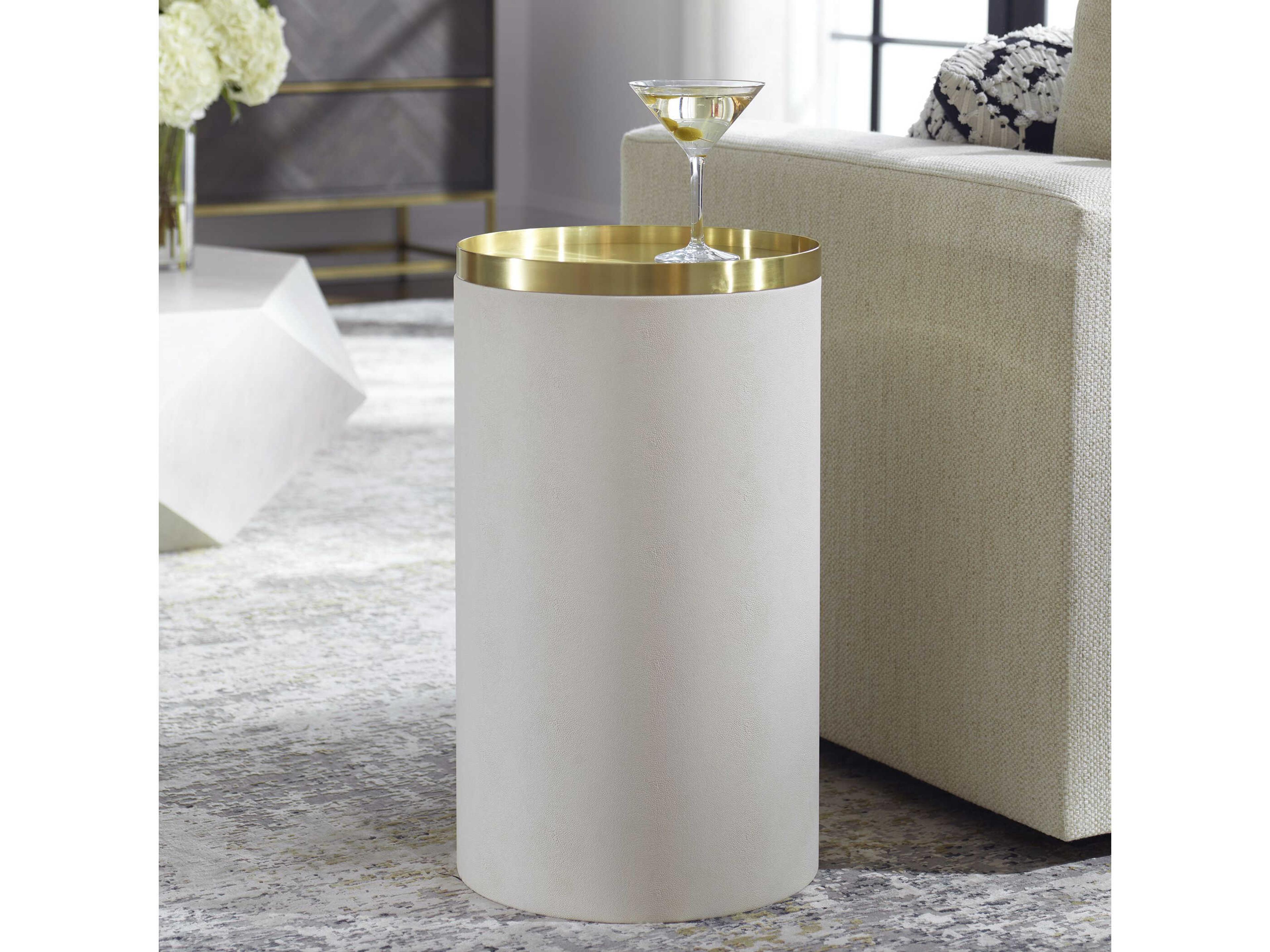 Uttermost Circuit Round Metal Brushed Brass End Table