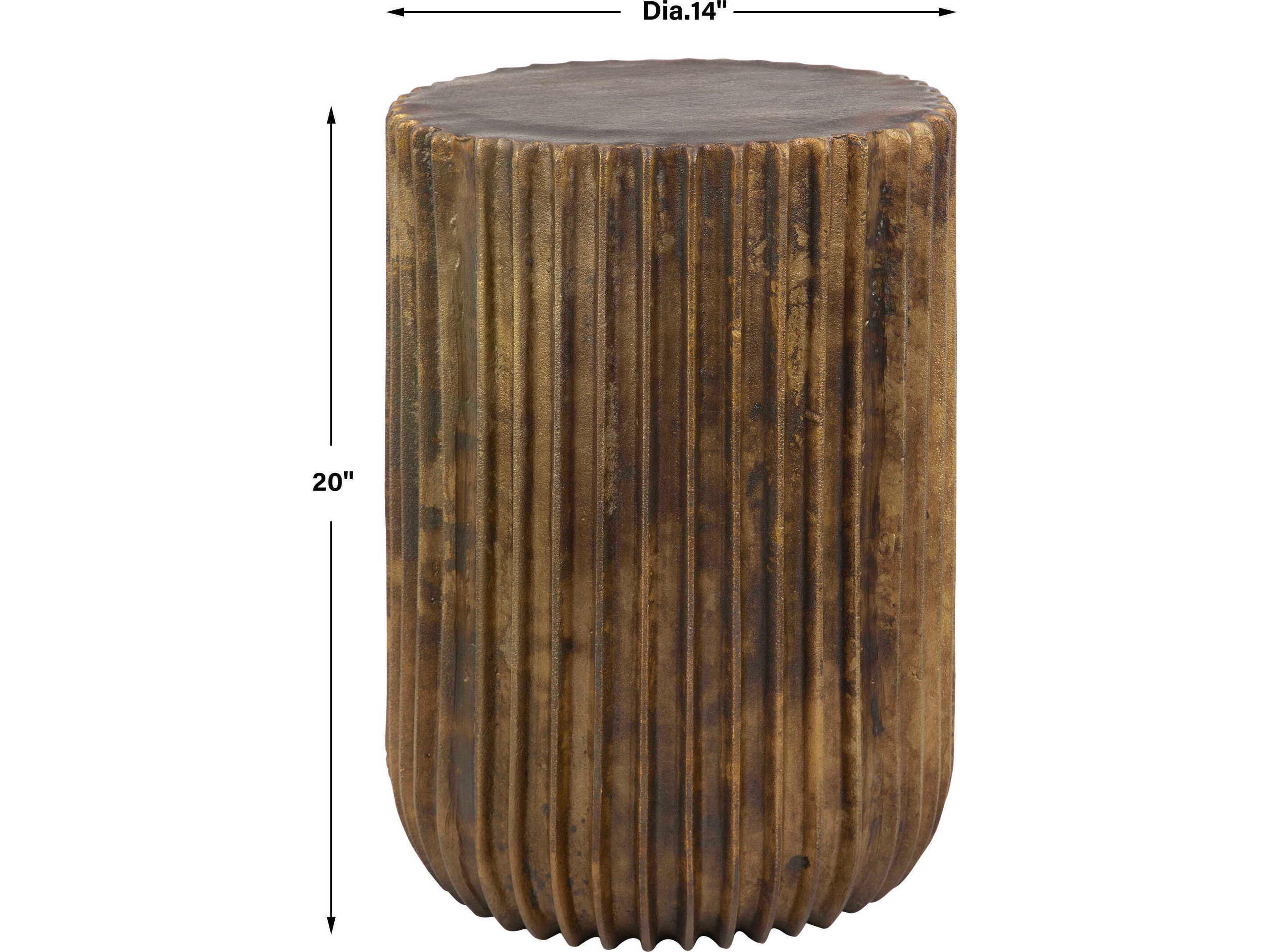 Uttermost Peaks Round Metal Antique Gold End Table