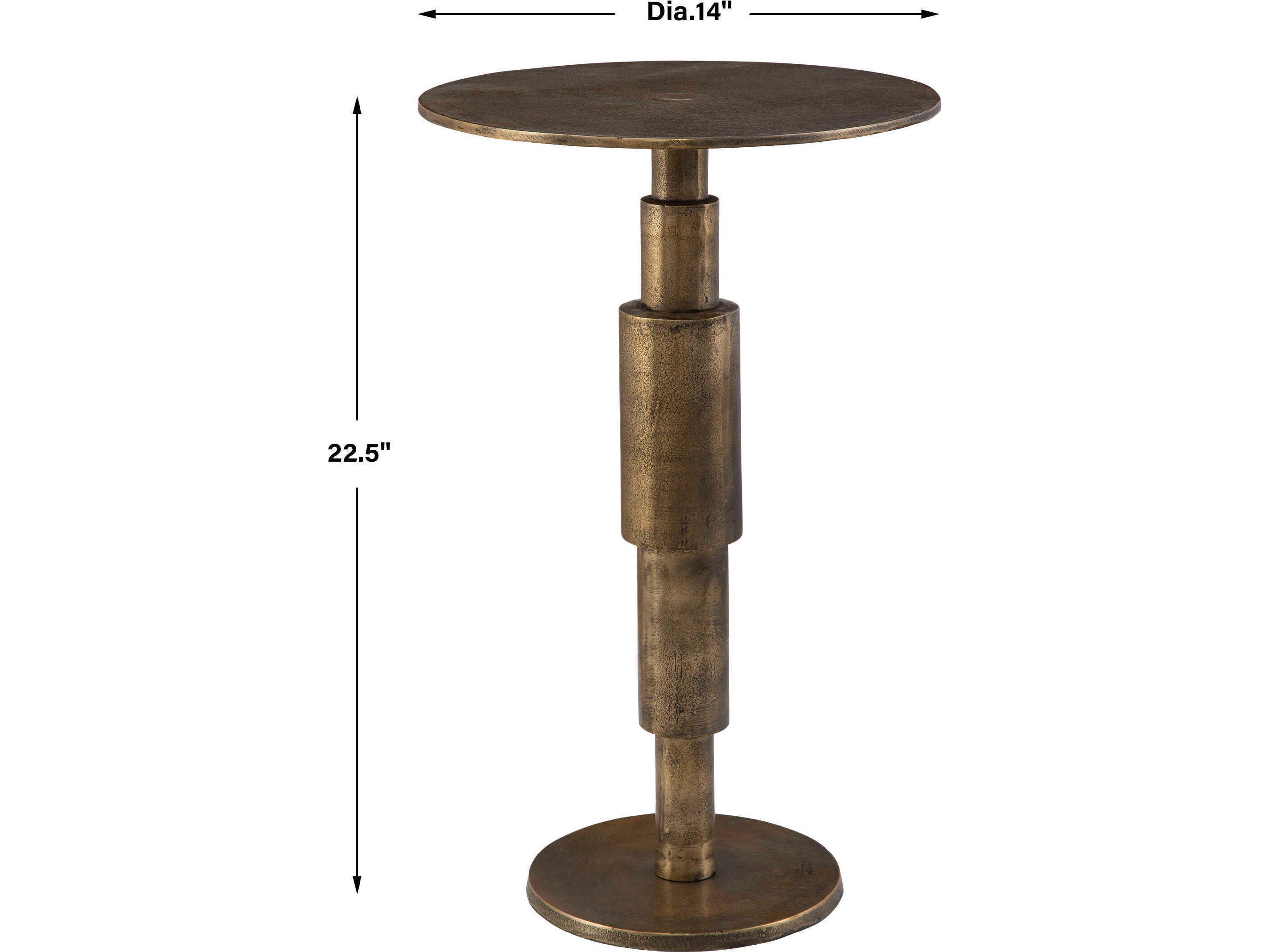 Uttermost Descend Round Metal Antique Gold End Table