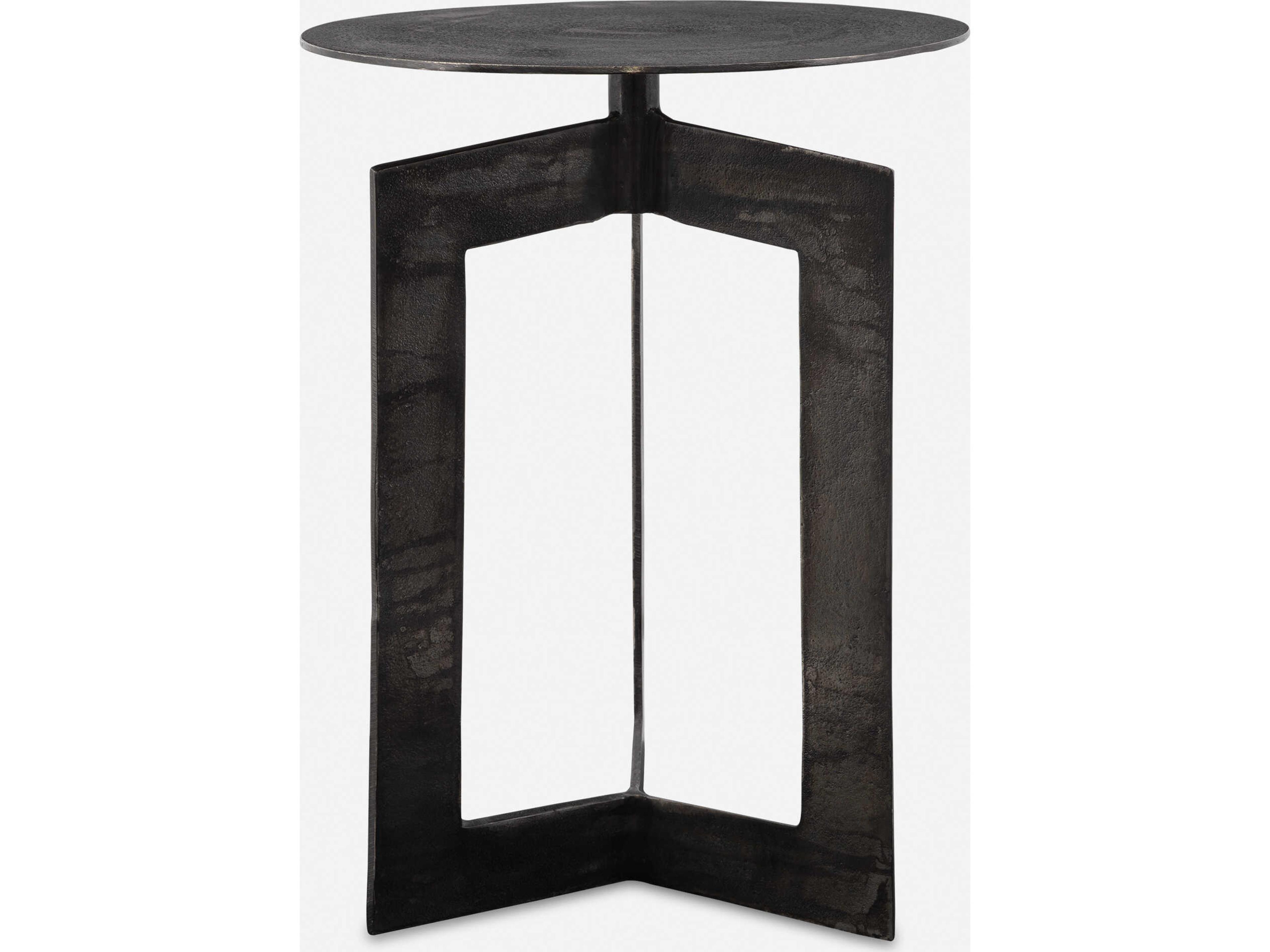 Uttermost Deltoid Round Gunmetal End Table
