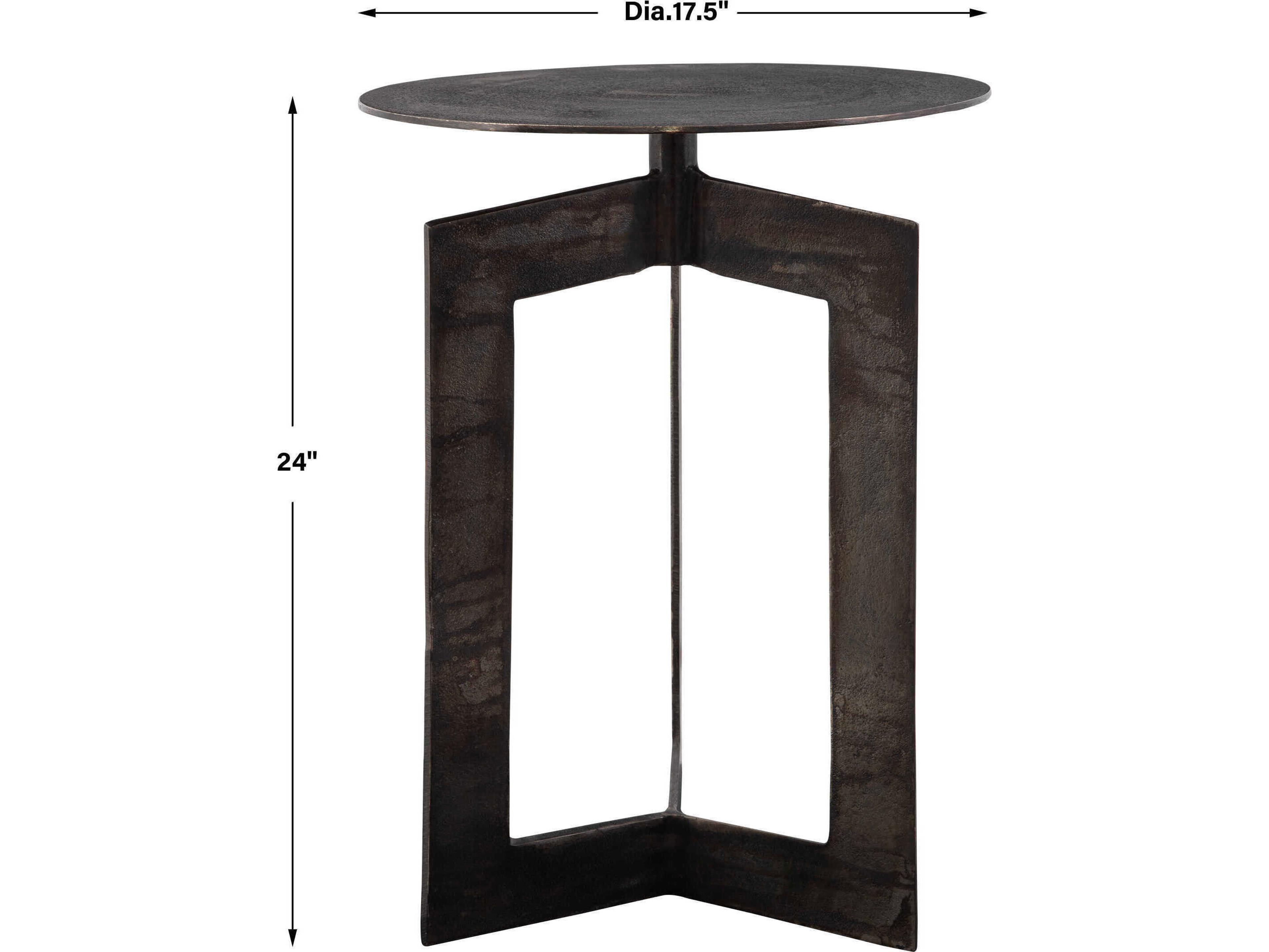Uttermost Deltoid Round Gunmetal End Table