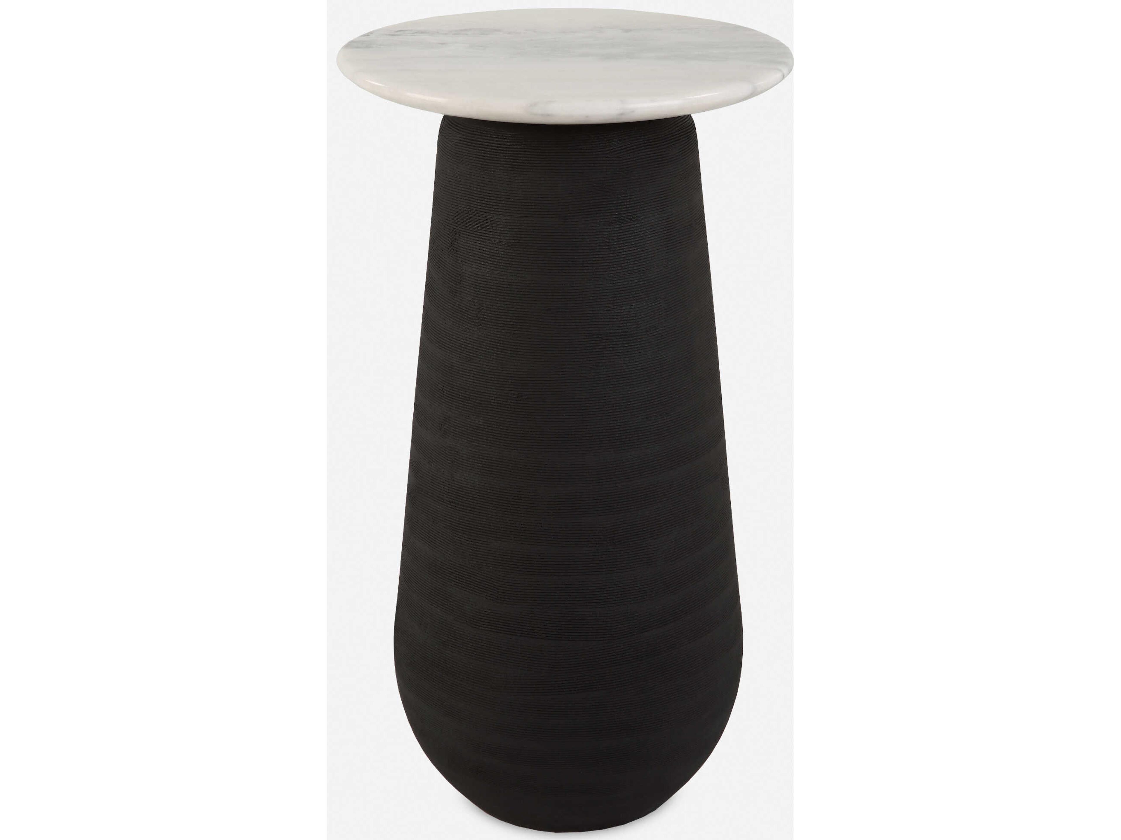 Uttermost Total Eclipse Round Marble White Matte Black End Table