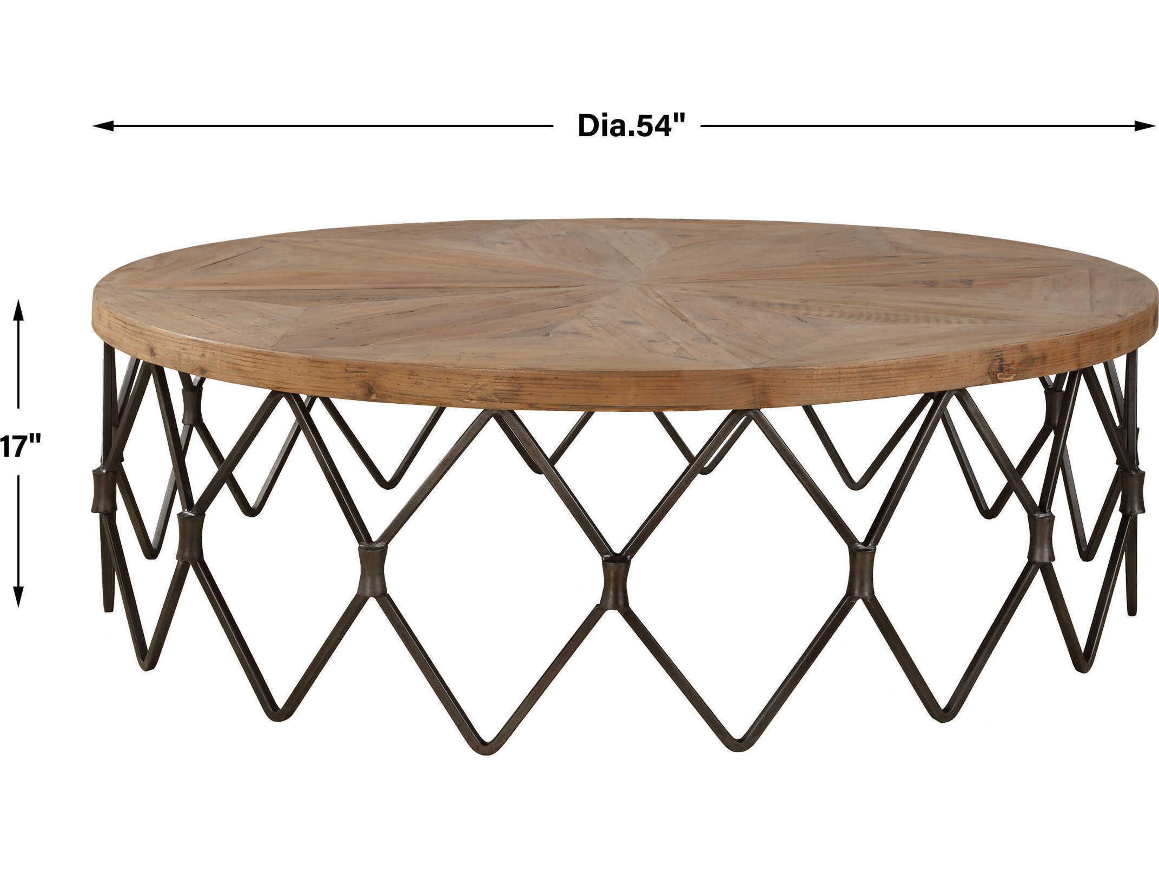 Uttermost Chain Reaction Round Wood Natural Aged Iron Coffee Table