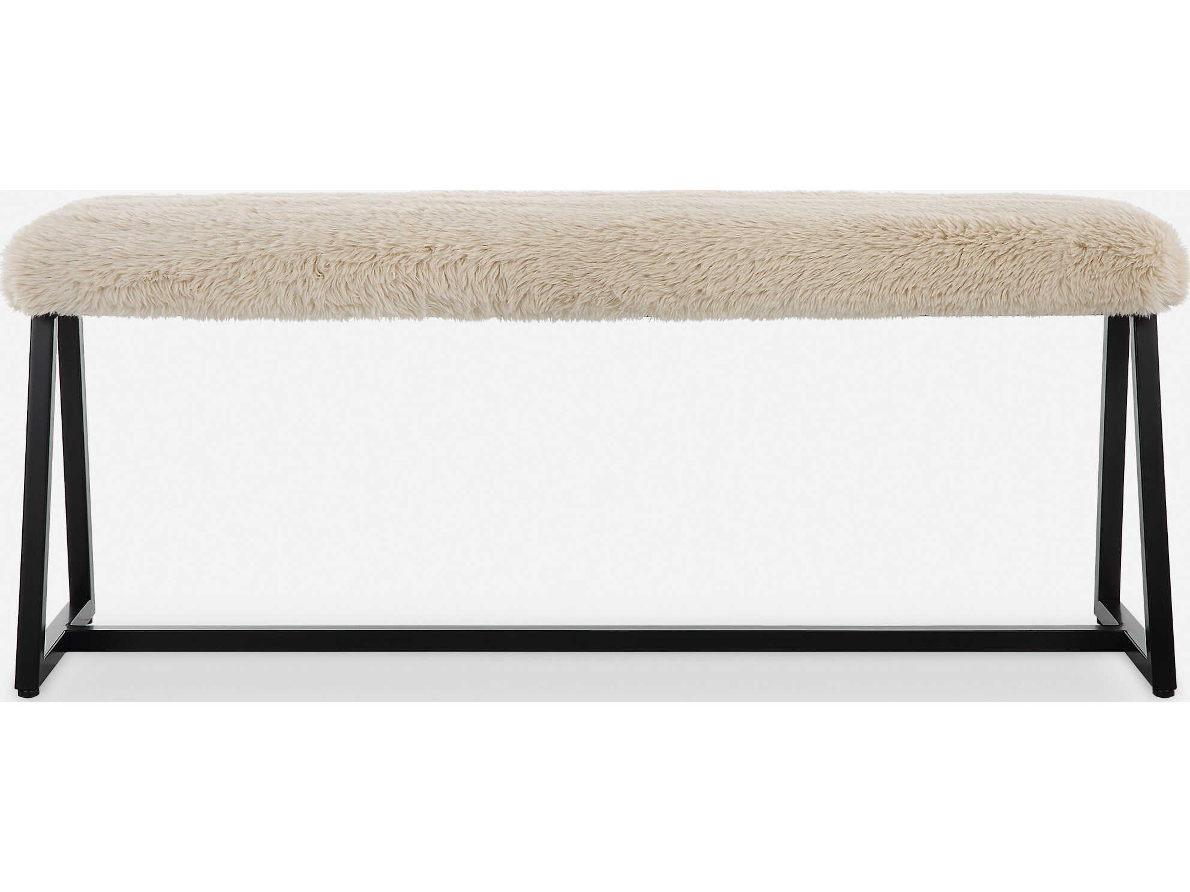 Taupo Toasty Beige Matte Black Upholstered Accent Bench