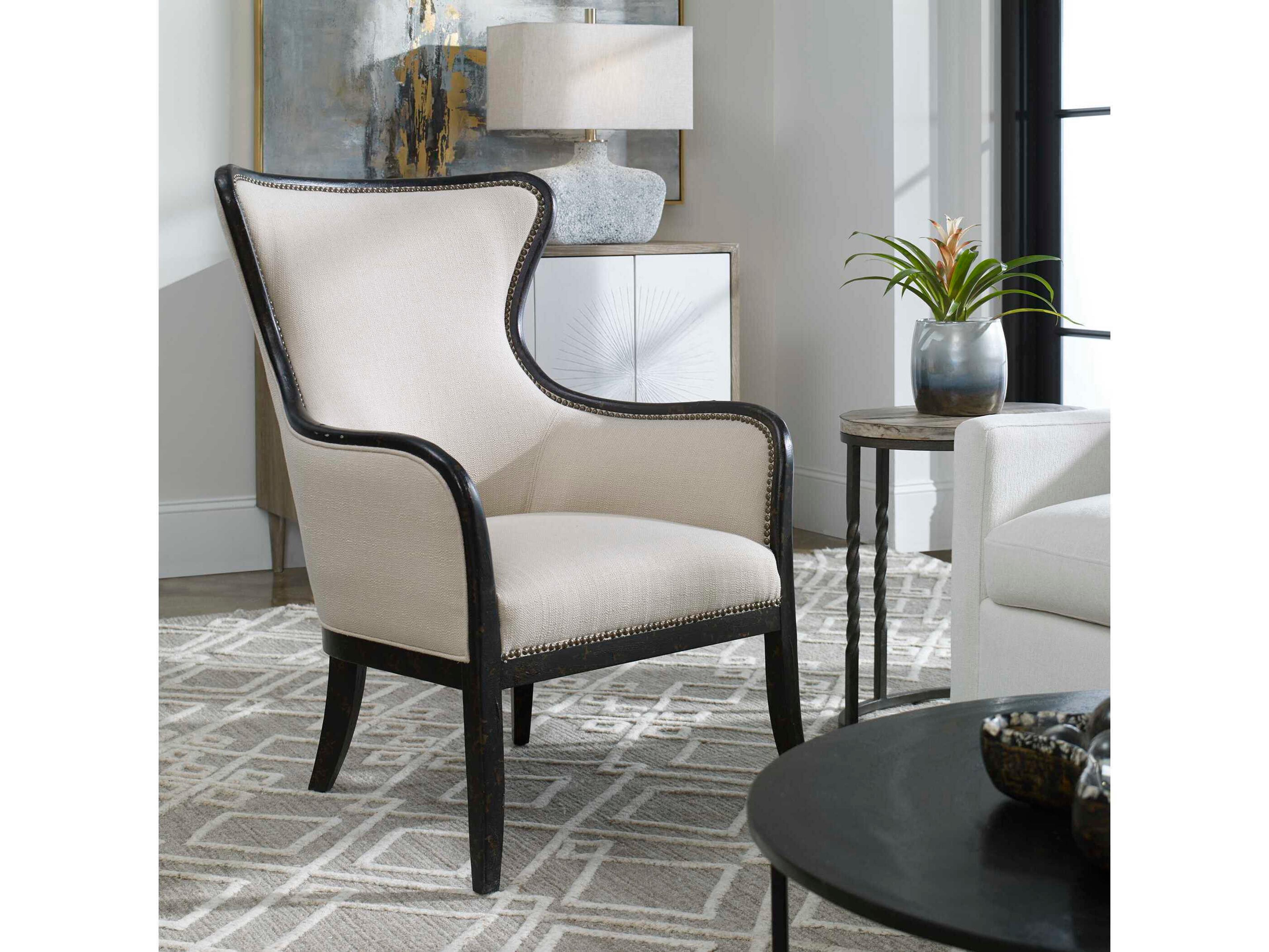 Uttermost Sandy White Fabric Accent Chair