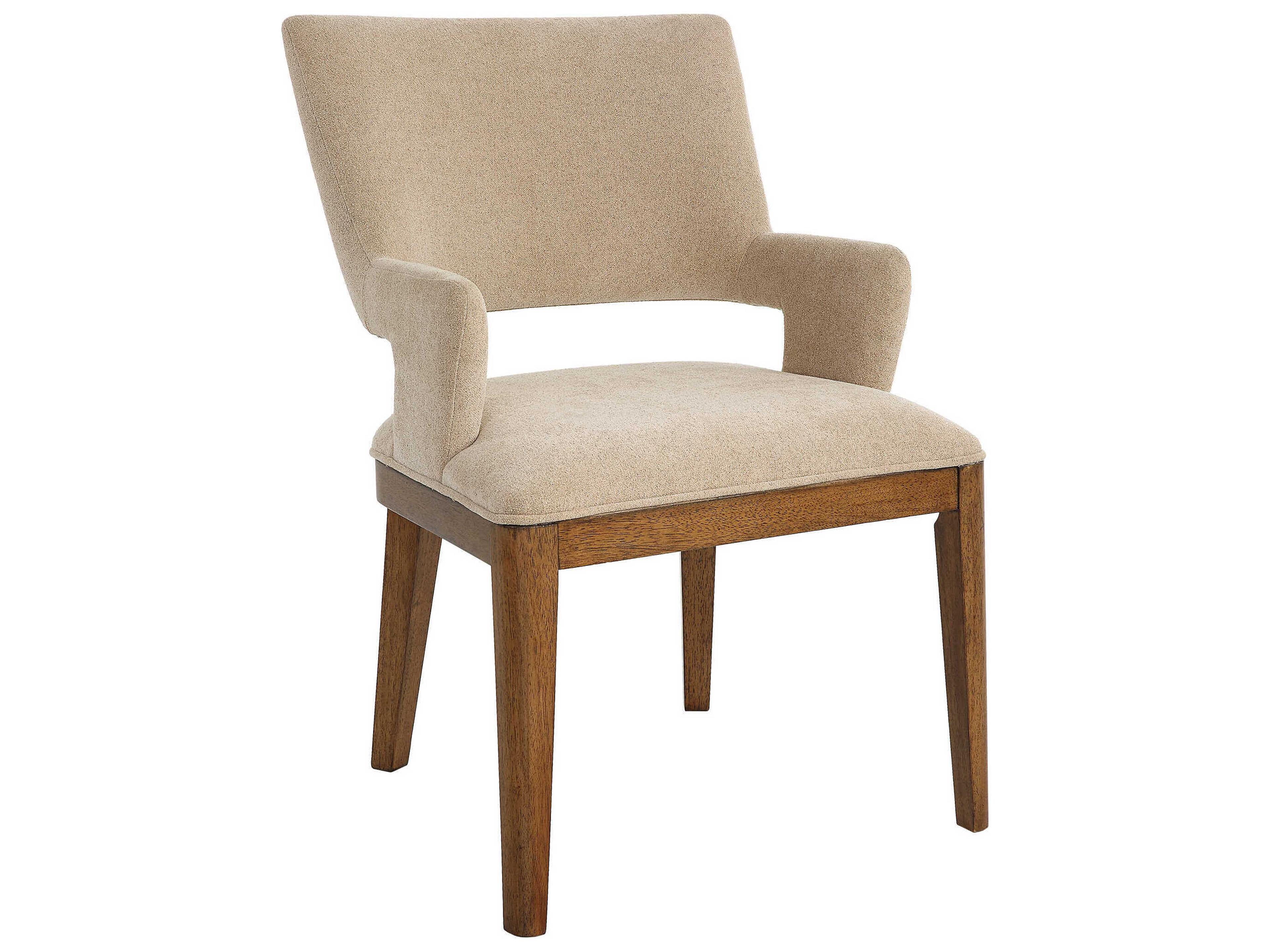 Aspect Ply Wood Beige Upholstered Arm Dining Chair