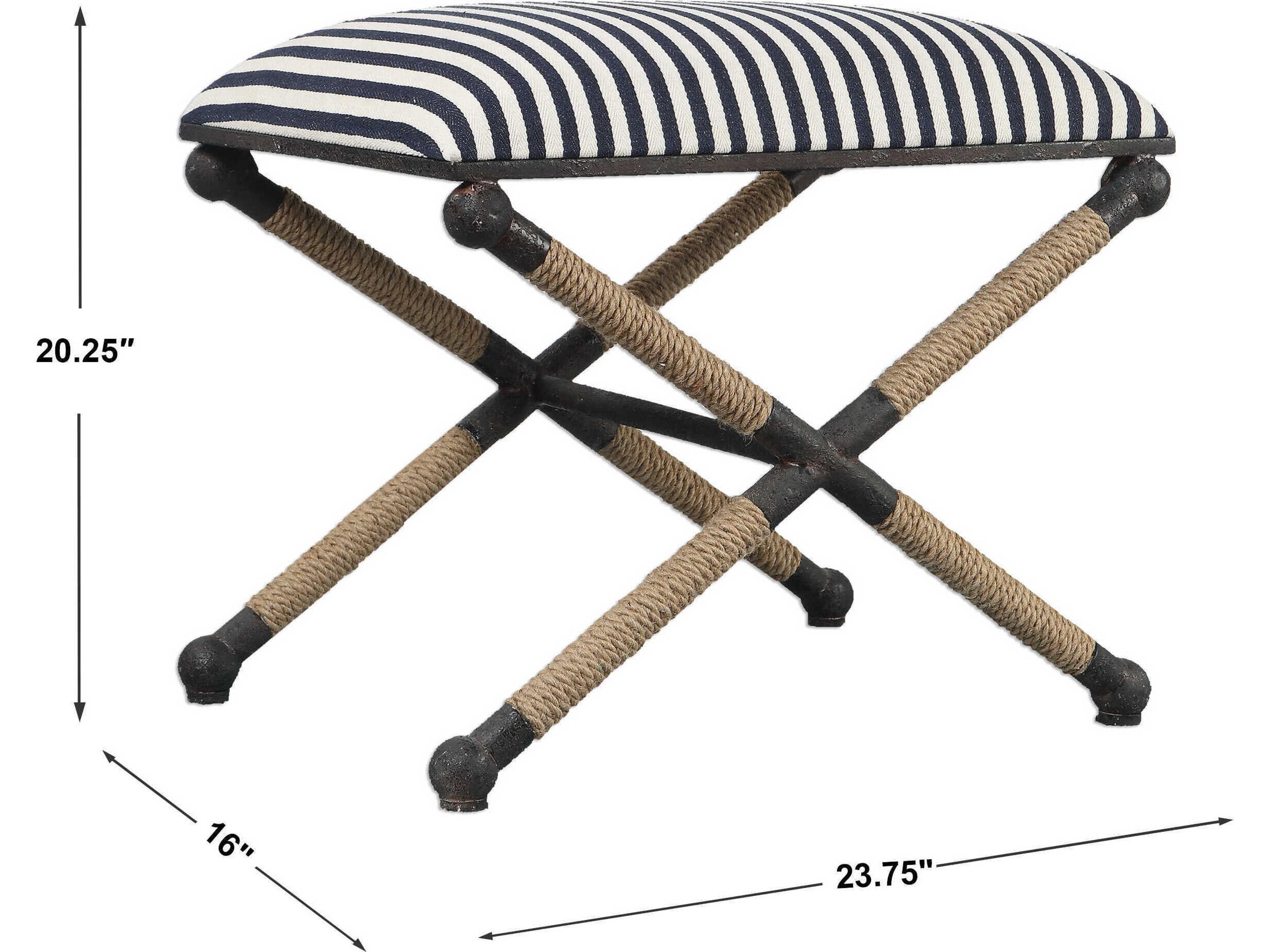 Uttermost Braddock Navy Cream Beige Upholstered Accent Stool