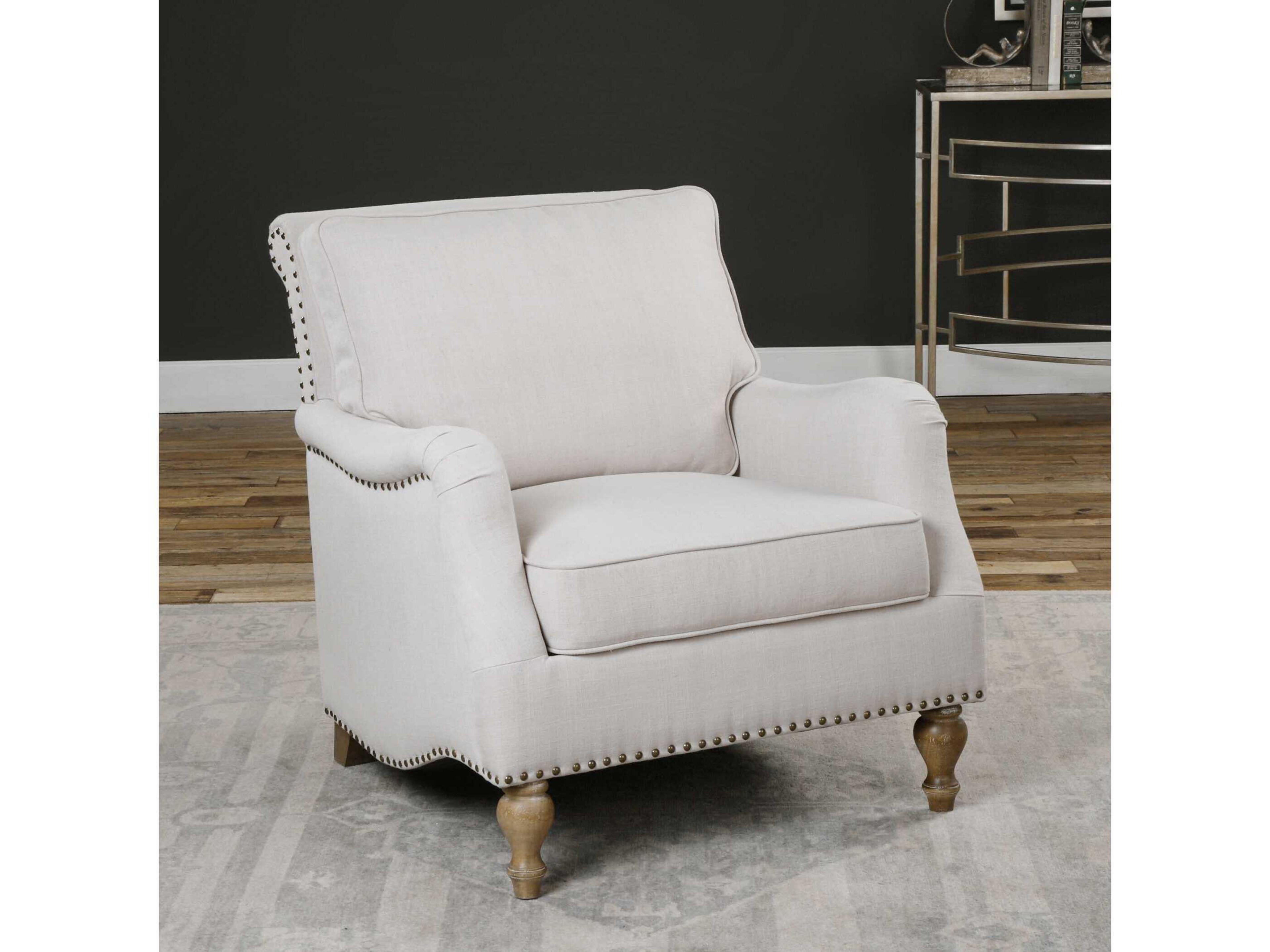 Uttermost Armstead White Fabric Accent Chair