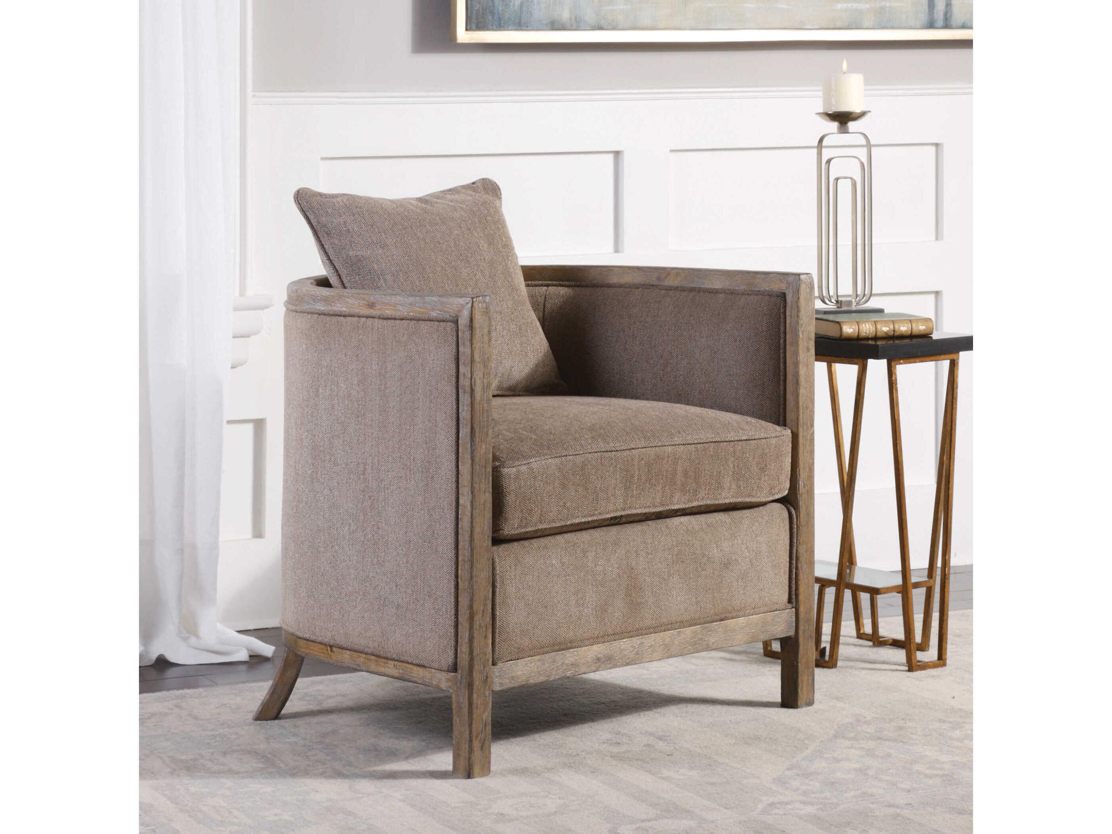 Uttermost Viaggio Gray Fabric Accent Chair