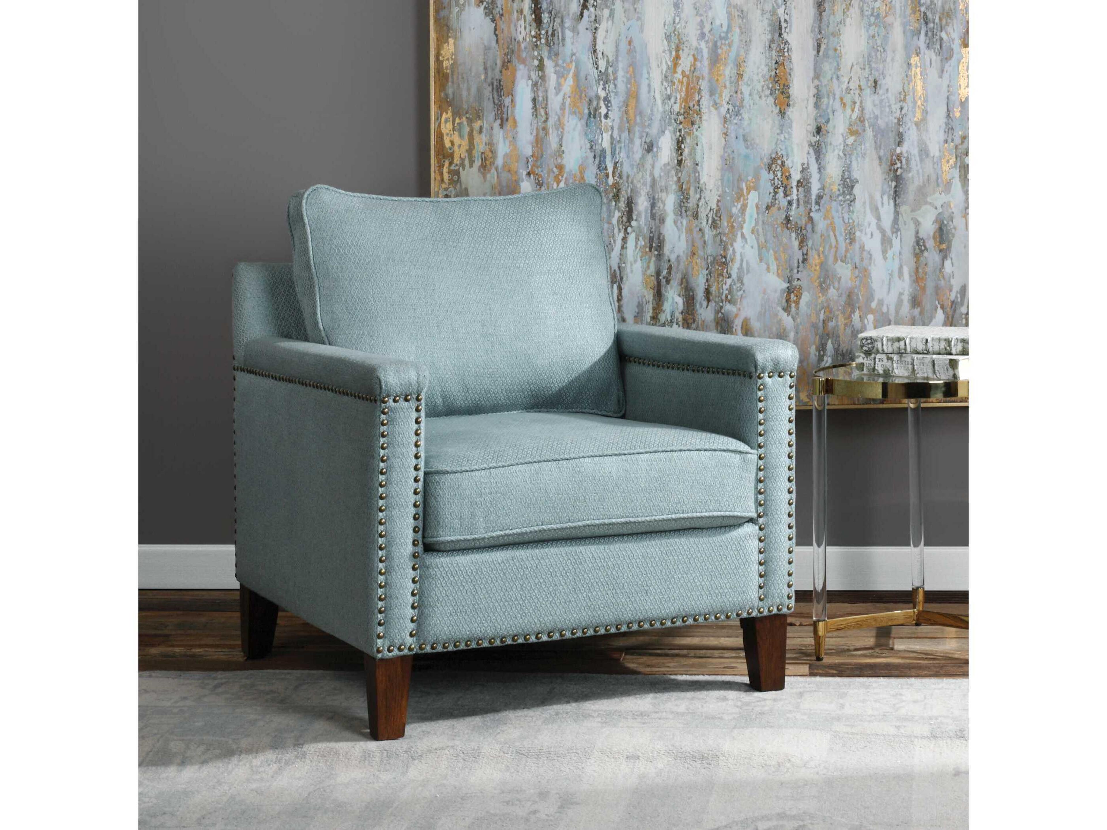 Uttermost Charlotta Blue Fabric Accent Chair