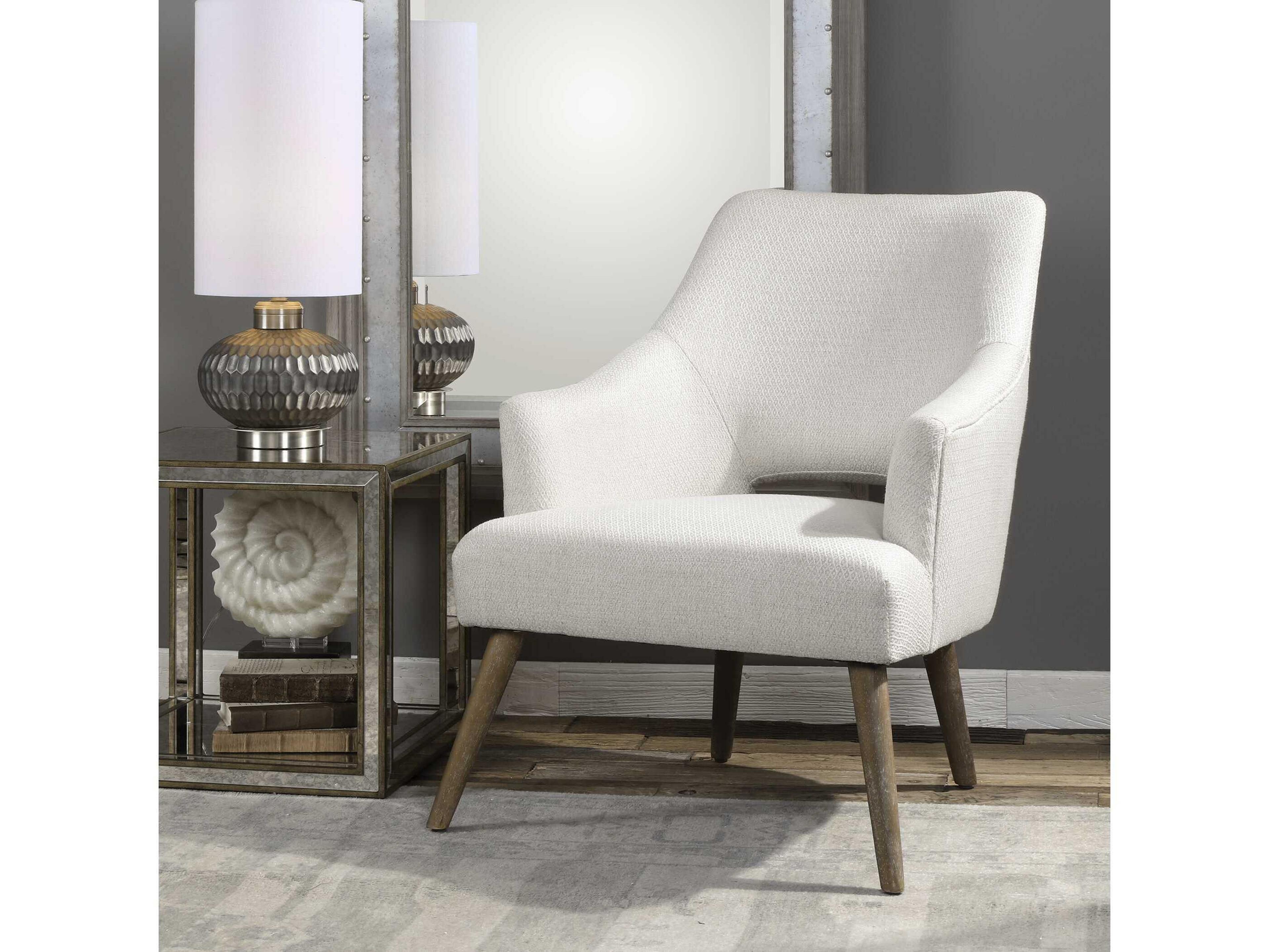 Uttermost Dree Ply Wood Oak Upholstered Arm Dining Chair