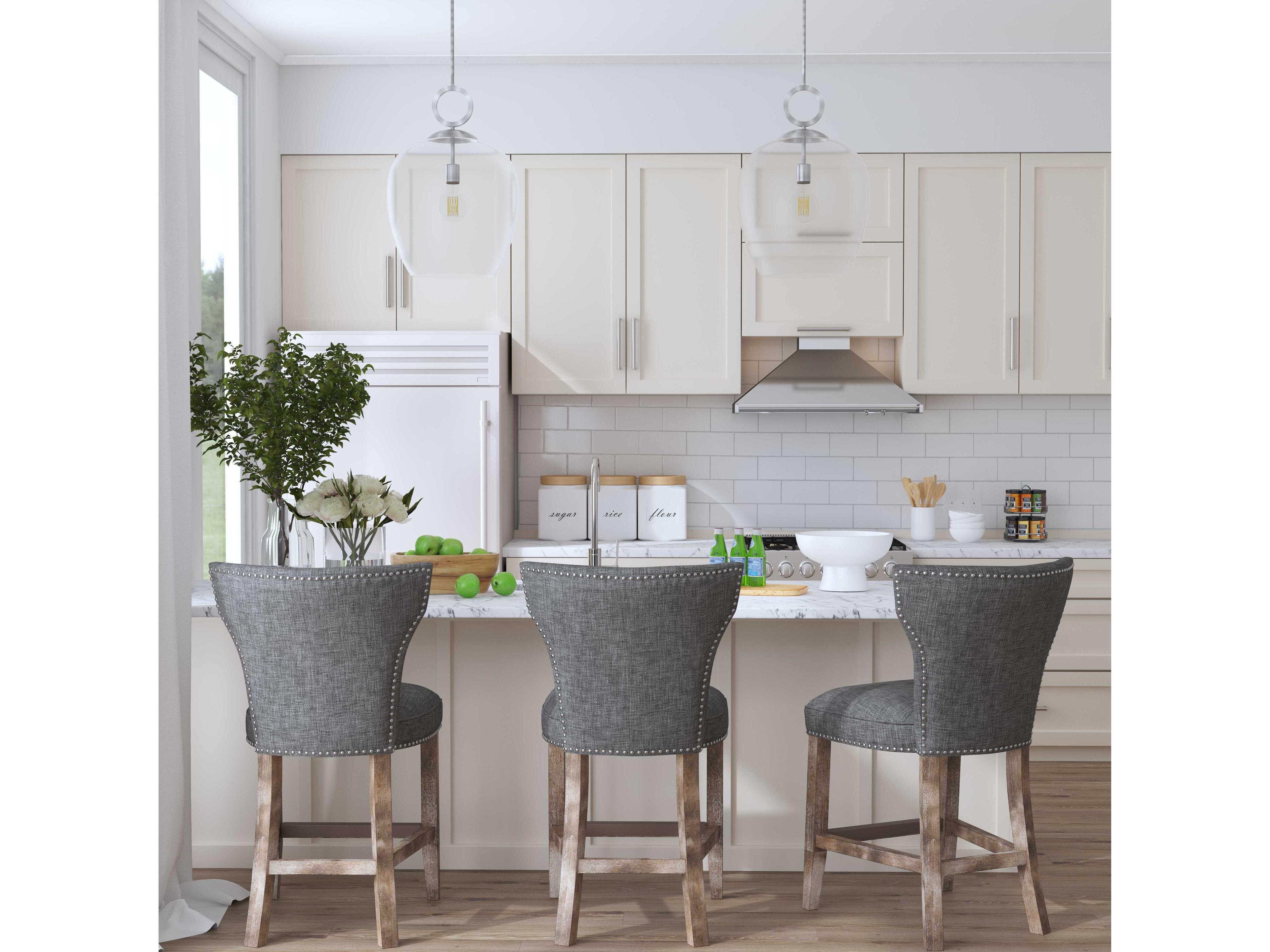 Uttermost Arnaud Upholstered Solid Wood Warm Charcoal Gray Counter Stool