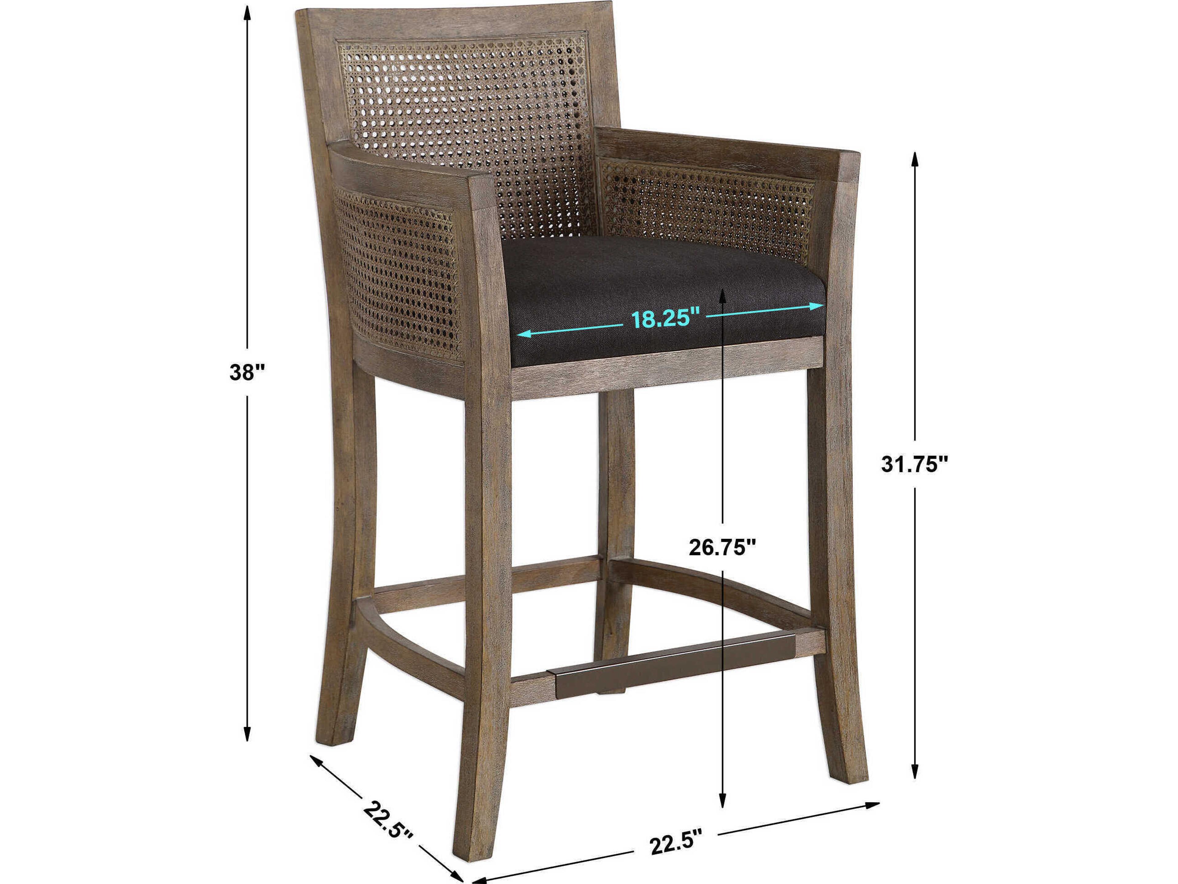 Uttermost Encore Upholstered Birch Wood Dark Gray Counter Stool