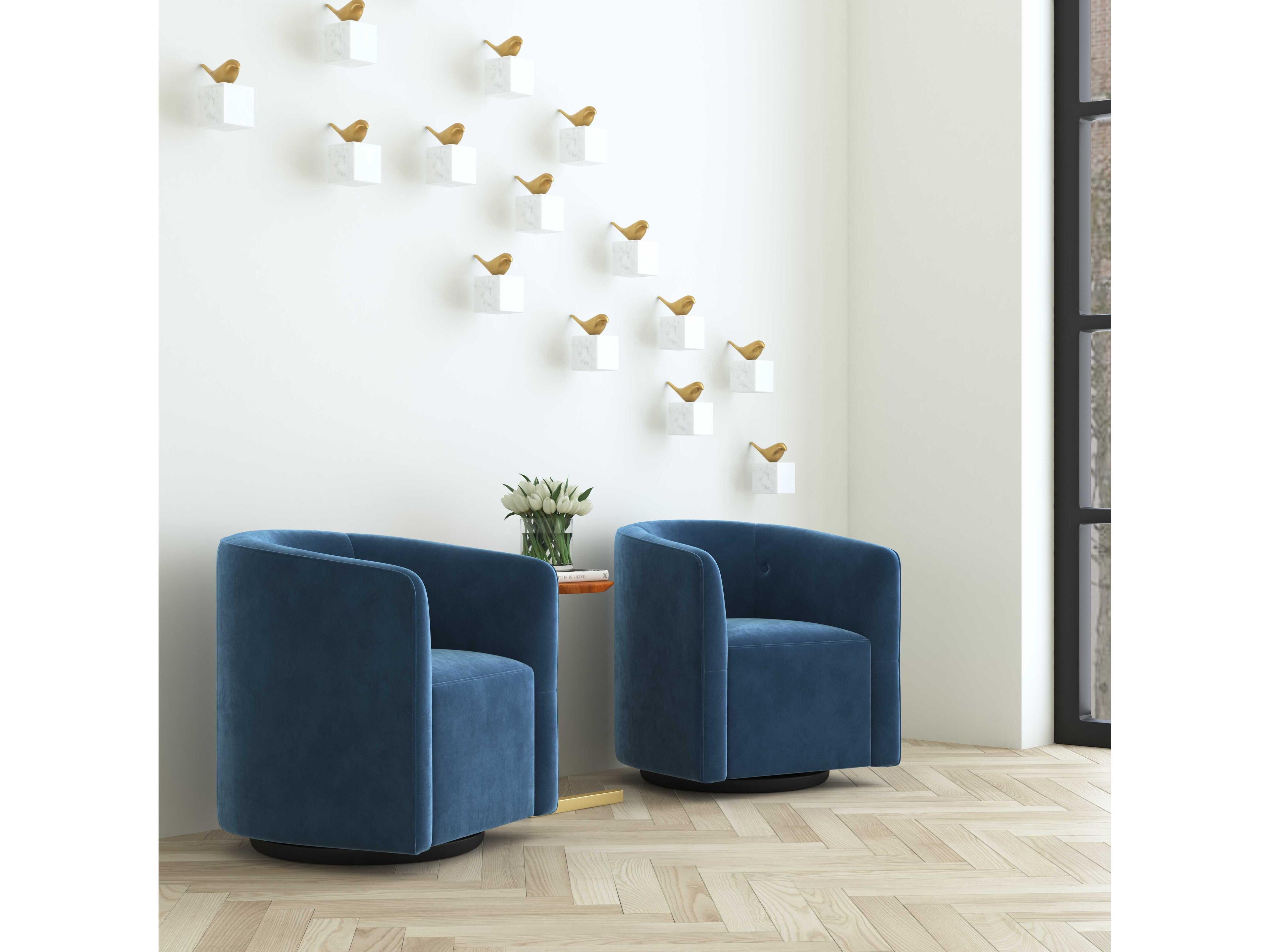 Uttermost Mallorie Swivel Blue Fabric Tufted Accent Chair