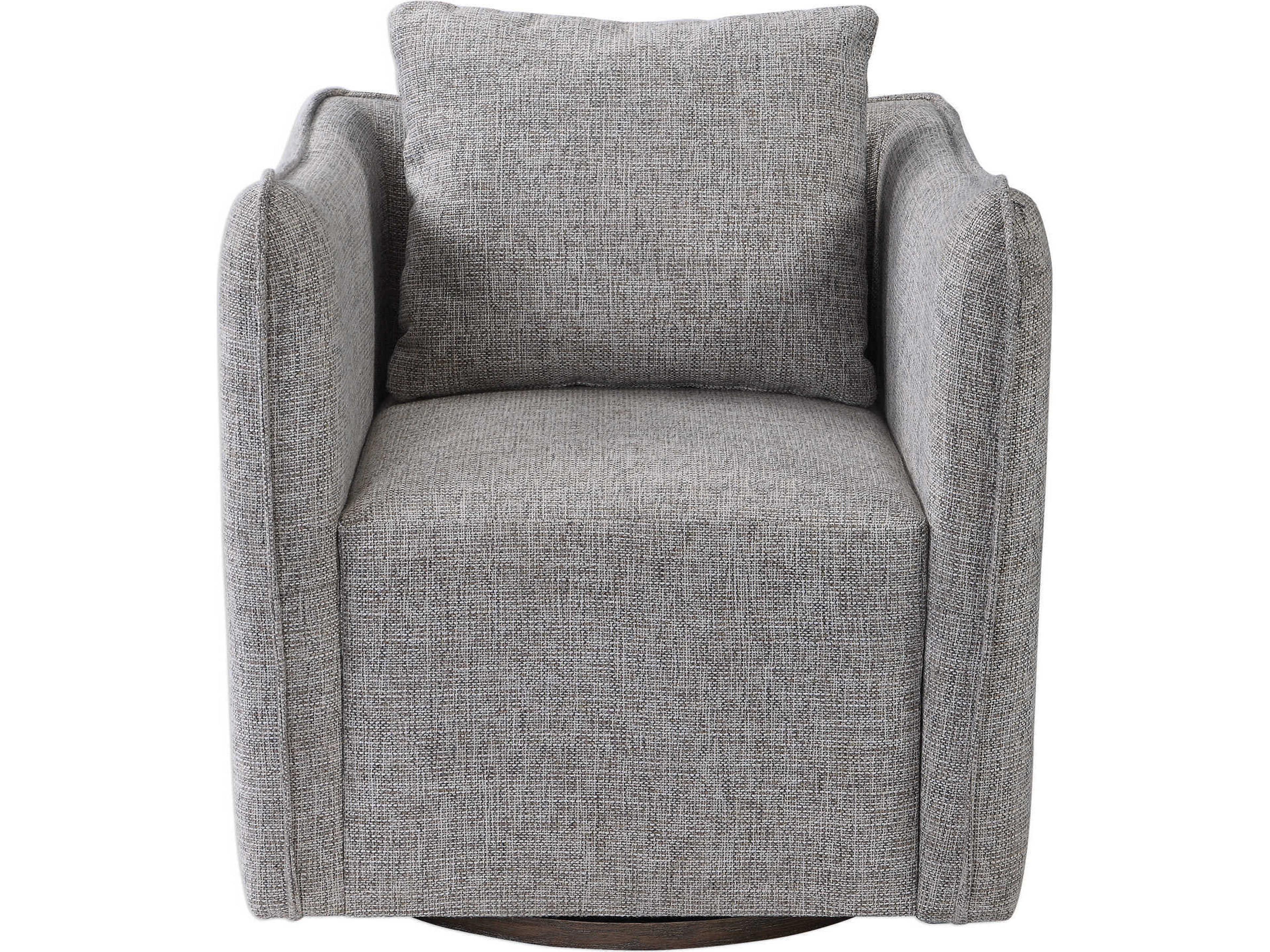 Corben Swivel Gray Fabric Accent Chair