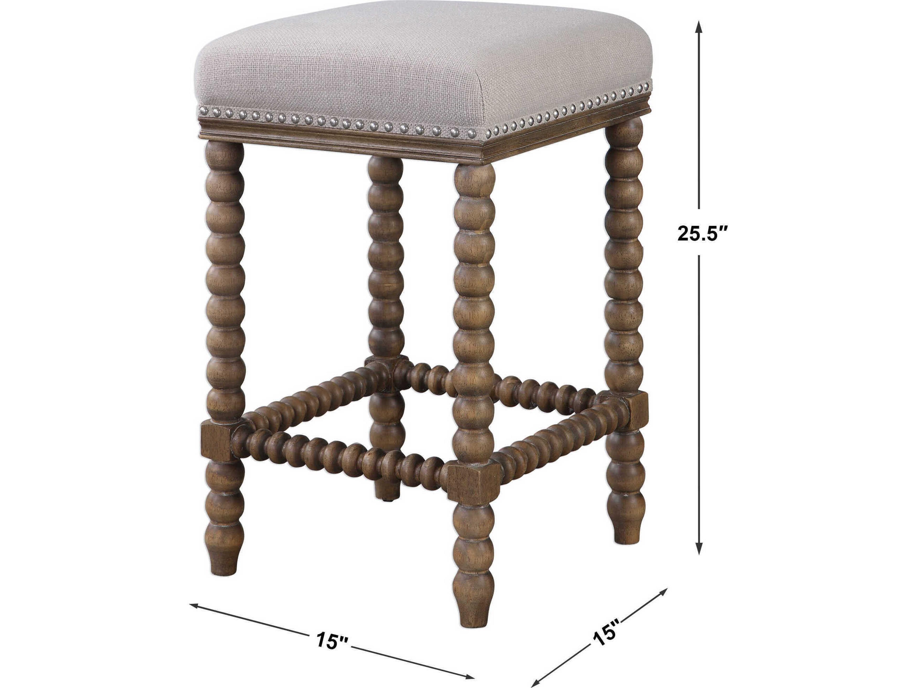 Uttermost Pryce Upholstered Rubberwood Beige Linen Counter Stool