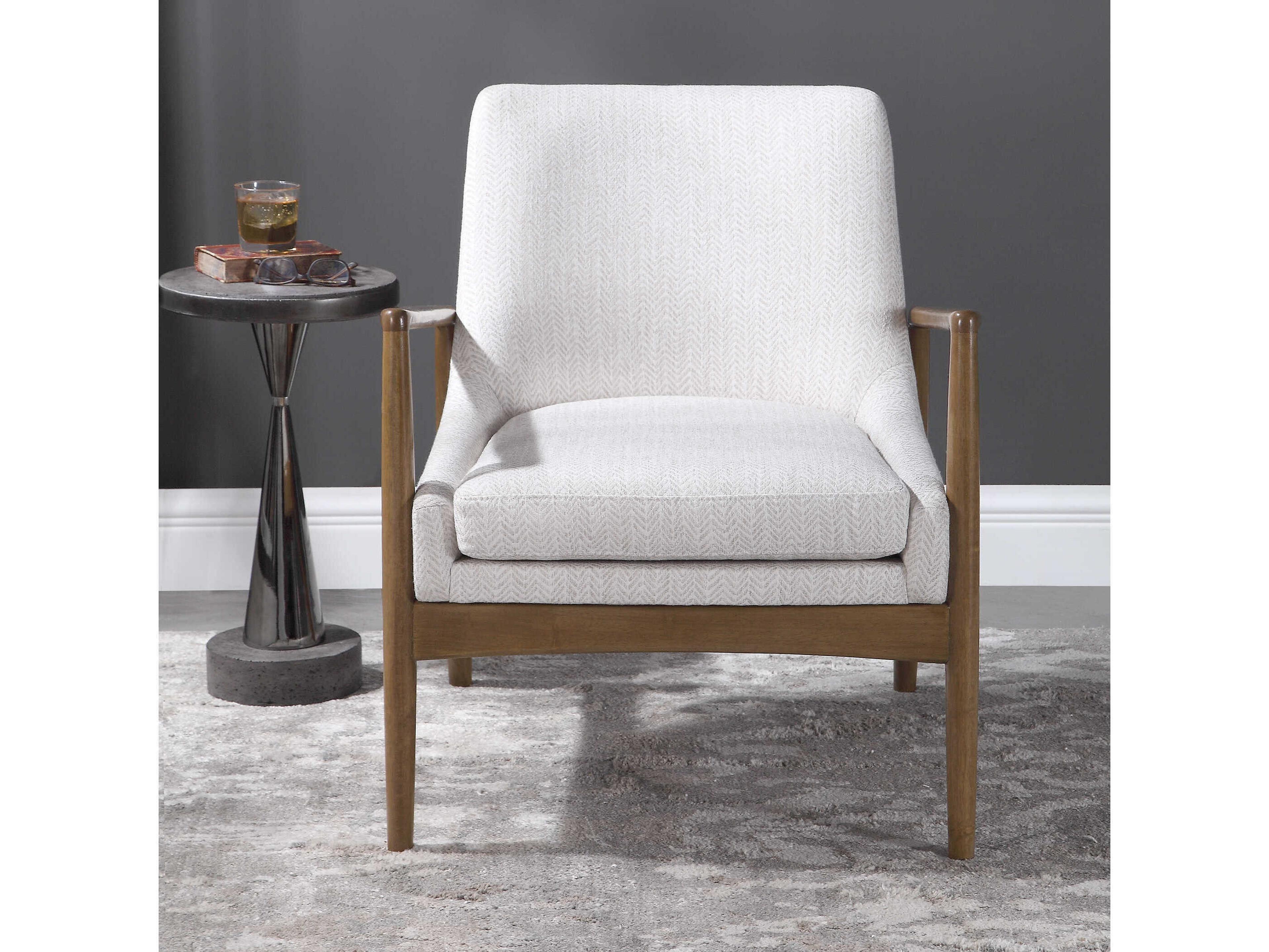 Uttermost Bev White Fabric Accent Chair