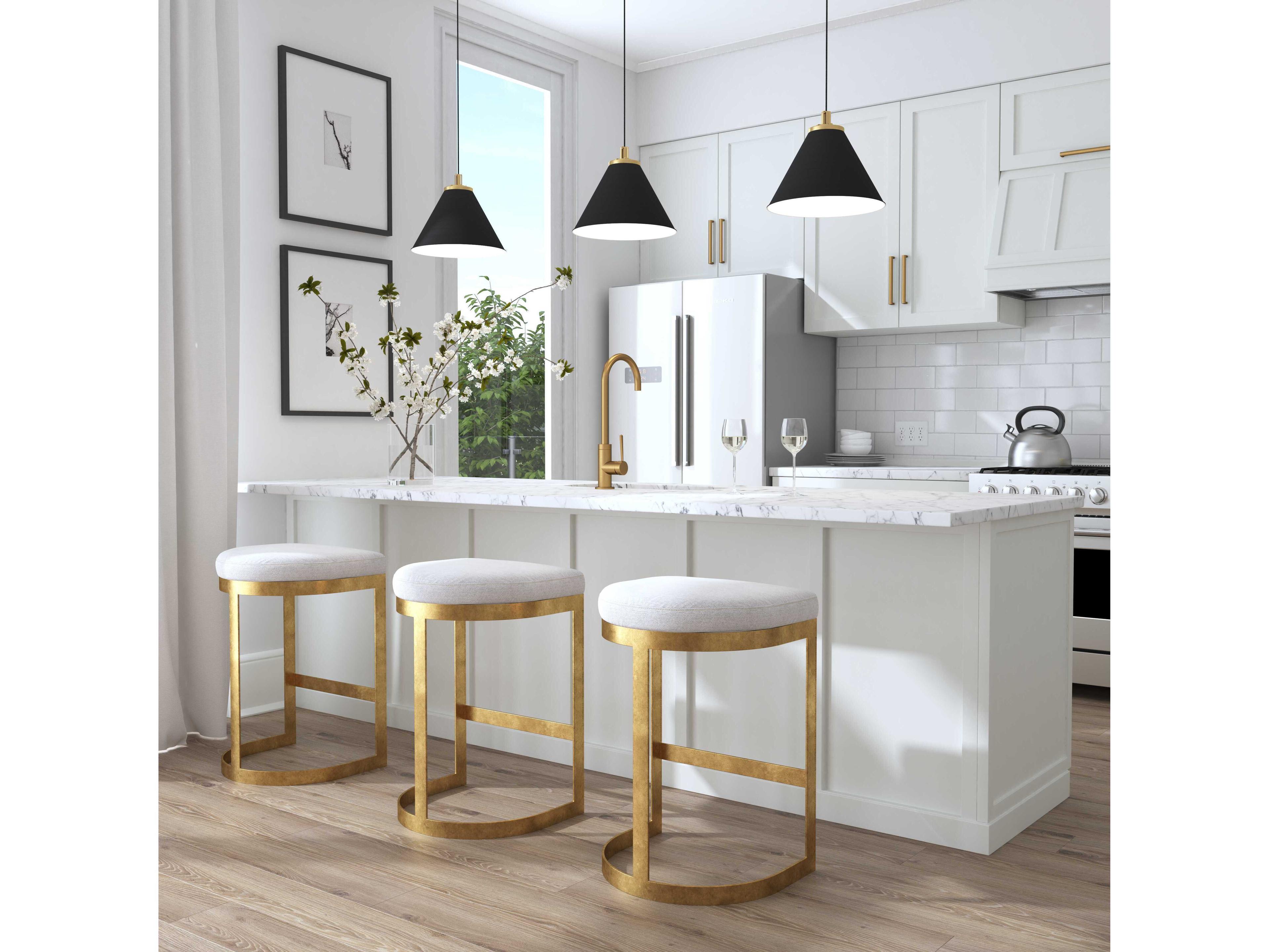 Uttermost Ivanna Upholstered Mottled Antique Gold Leaf Counter Stool