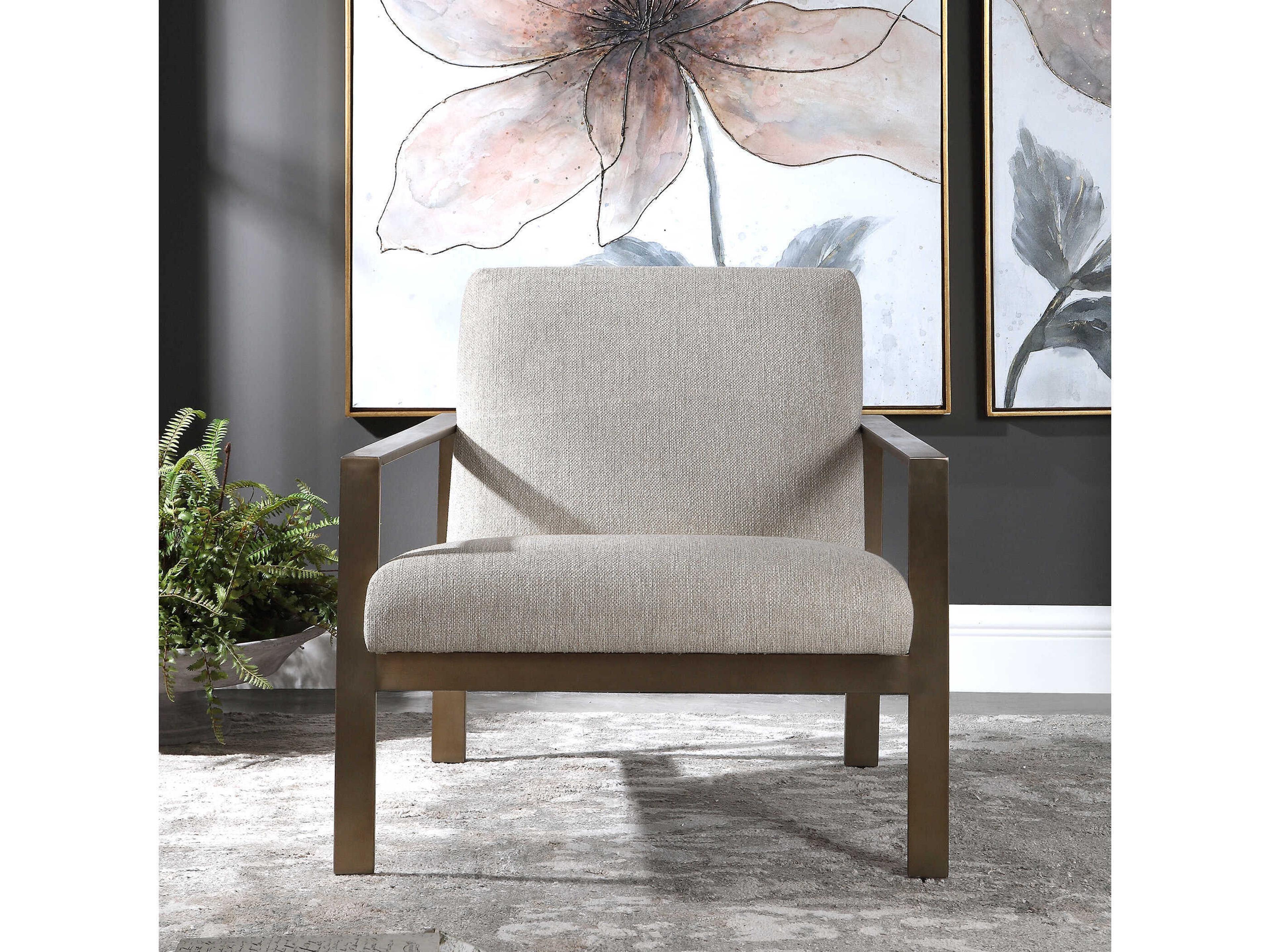 Uttermost Wills Beige Fabric Accent Chair